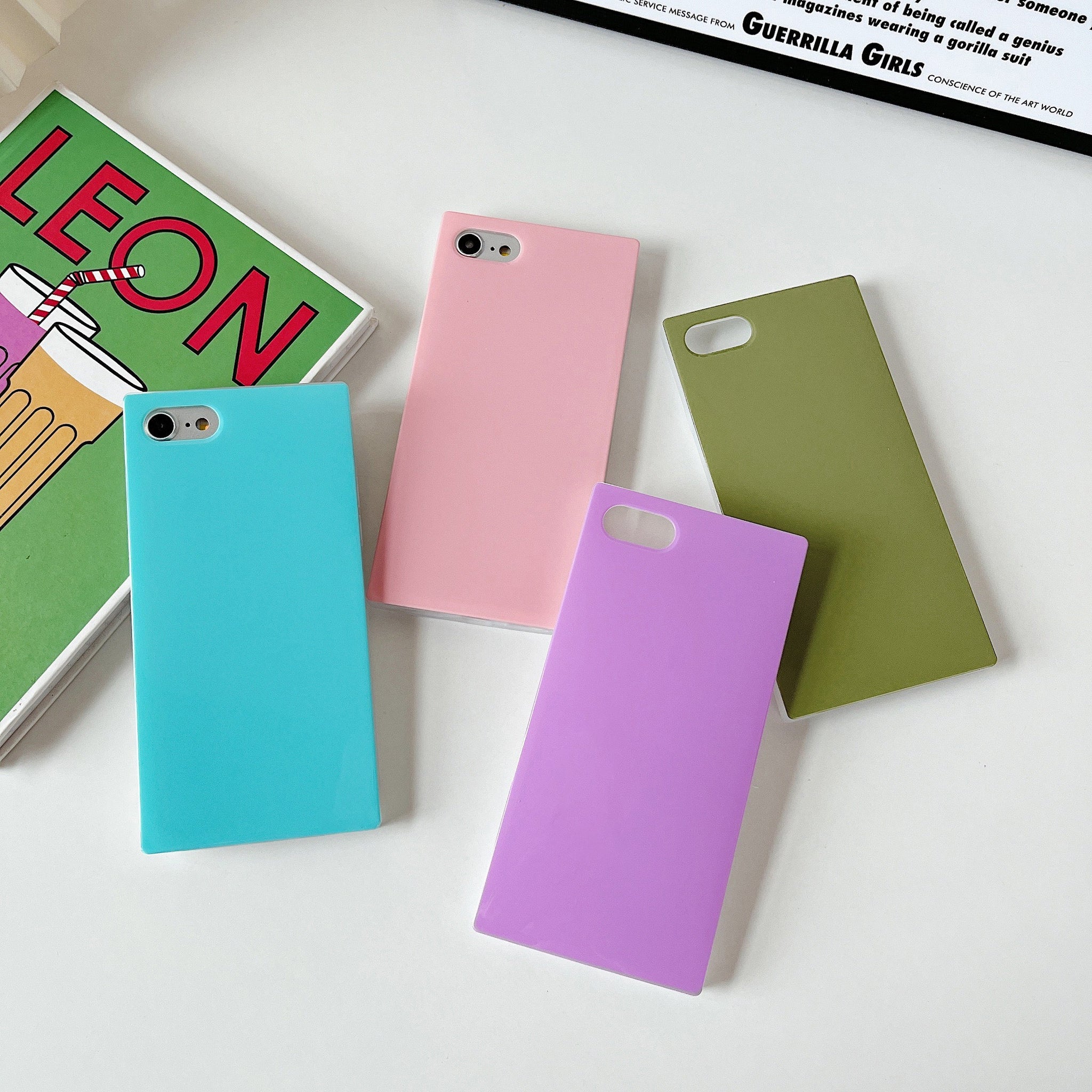 iPhone SE 2022/SE 2020/iPhone 8/7 Case Square Pastel Plain Color (Baby Pink)