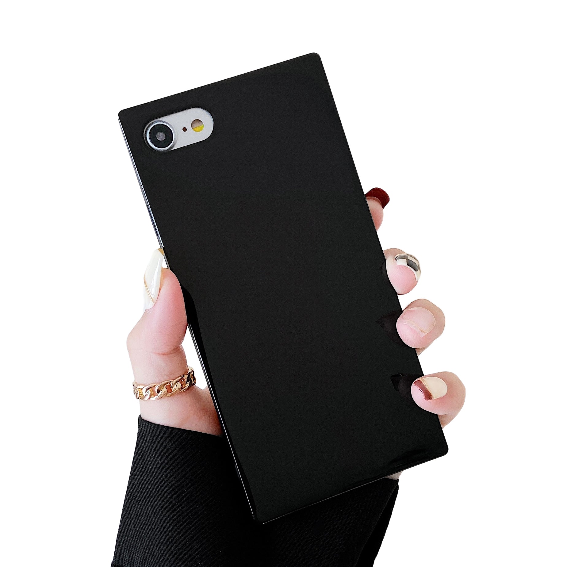 iPhone SE 2022/SE 2020/iPhone 8/7 Case Square Neutral Plain Color (Black)