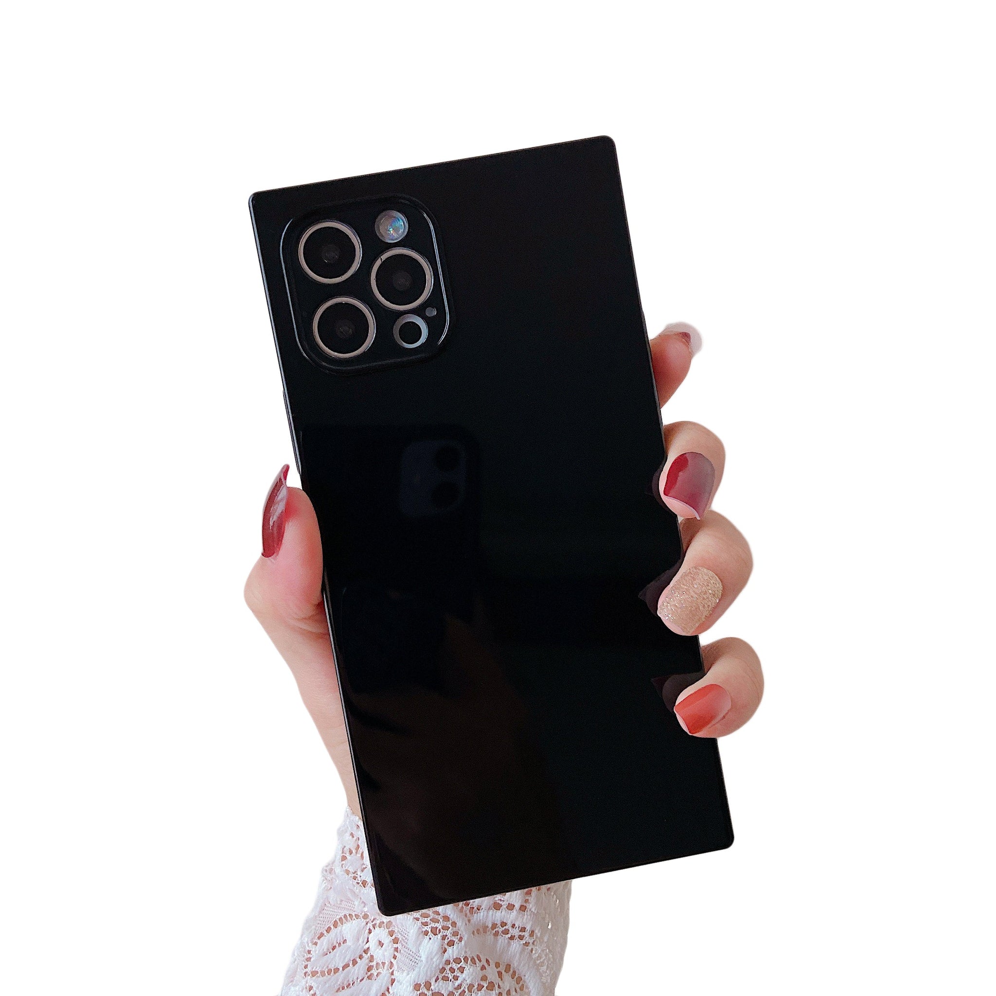 iPhone 12 Pro Max Case Square Plain Color (Black)