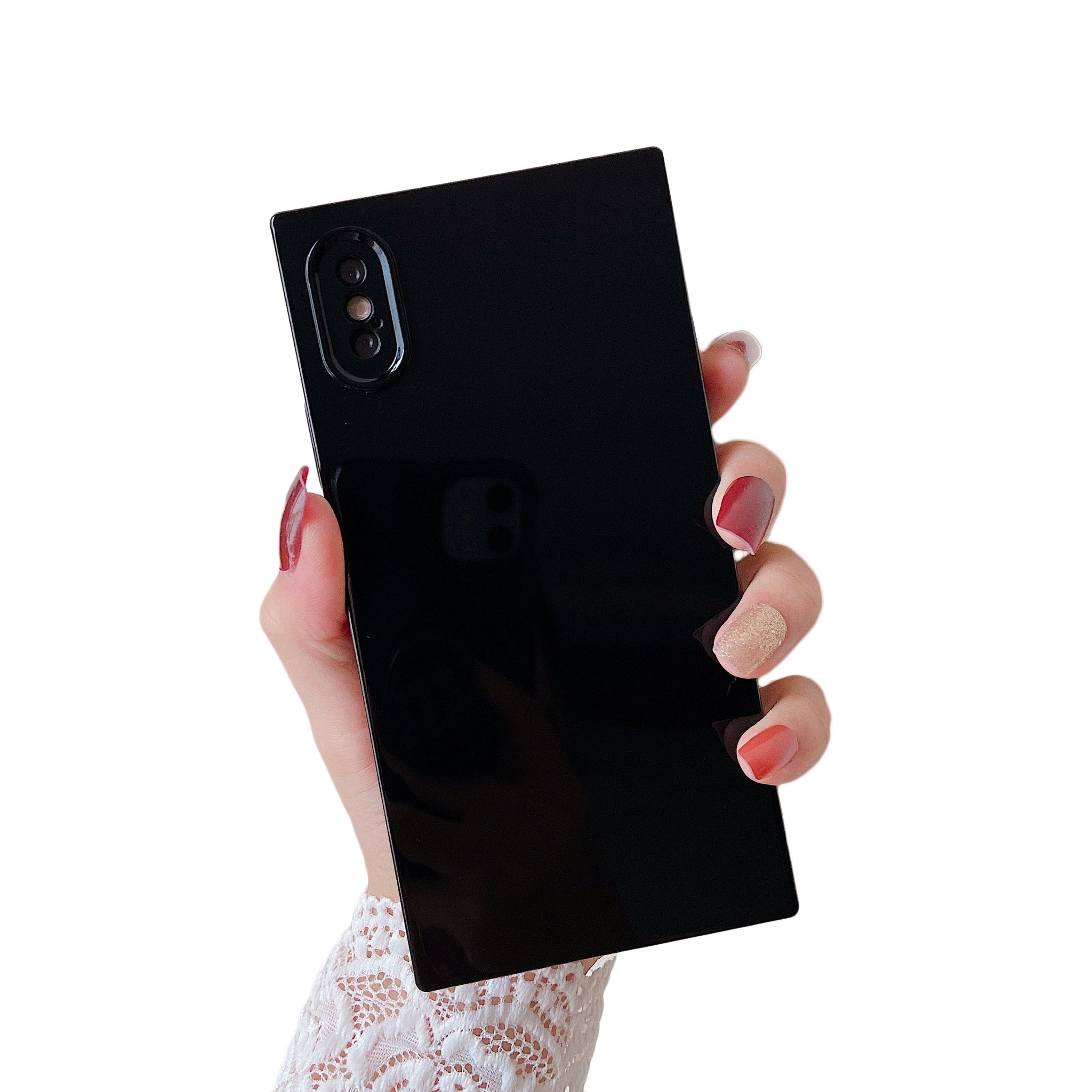 iPhone XR Case Square Plain Color (Black)