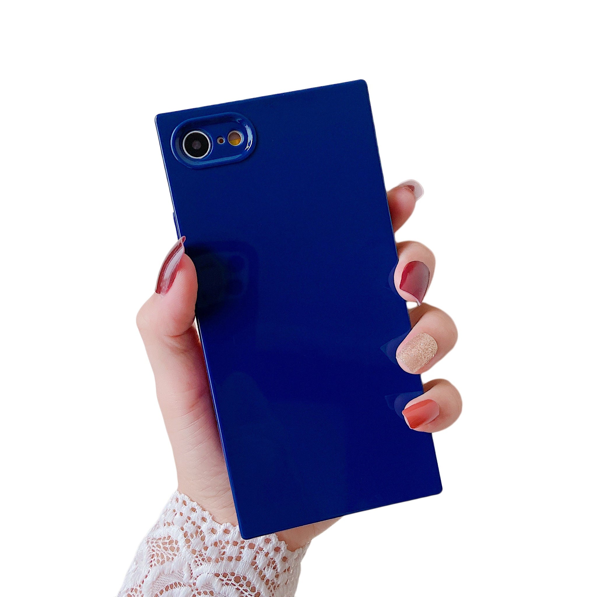 iPhone SE 2022/SE 2020/iPhone 8/7 Case Square Plain Color (Blue)