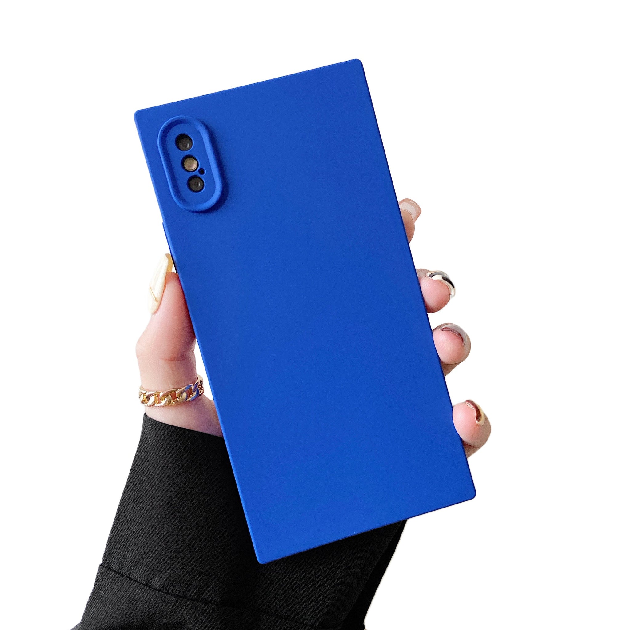 iPhone XR Case Square Silicone Camera Protector (Blue)