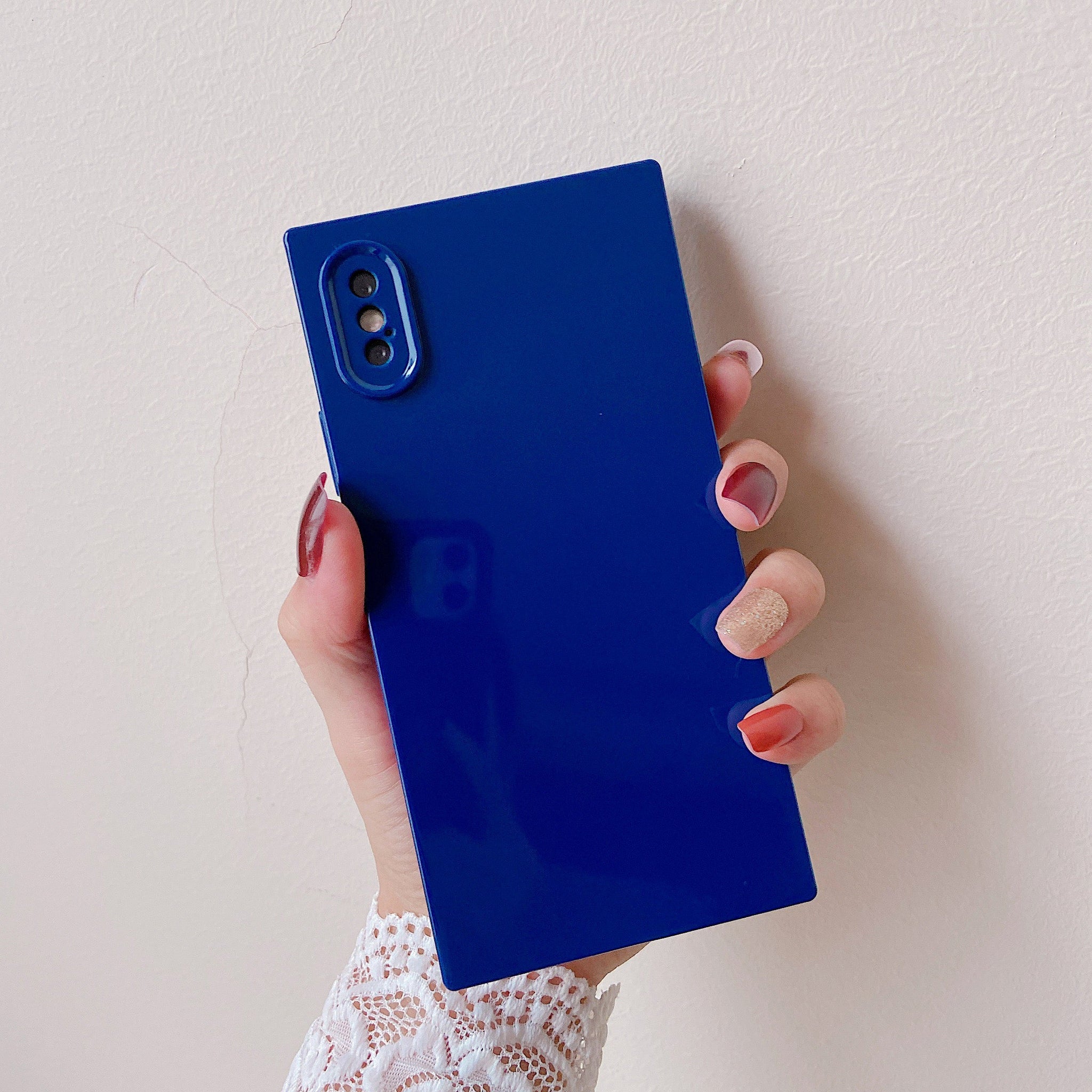 iPhone XR Case Square Plain Color (Blue)