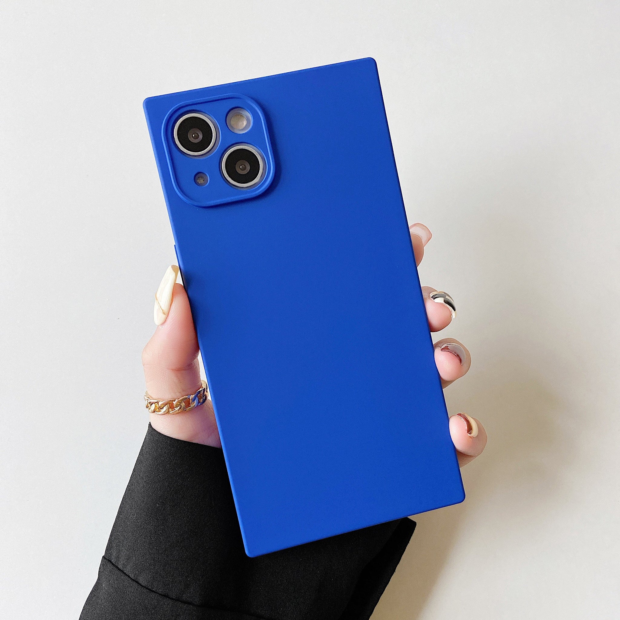 iPhone 13 mini Case Square Silicone Camera Protector (Blue)
