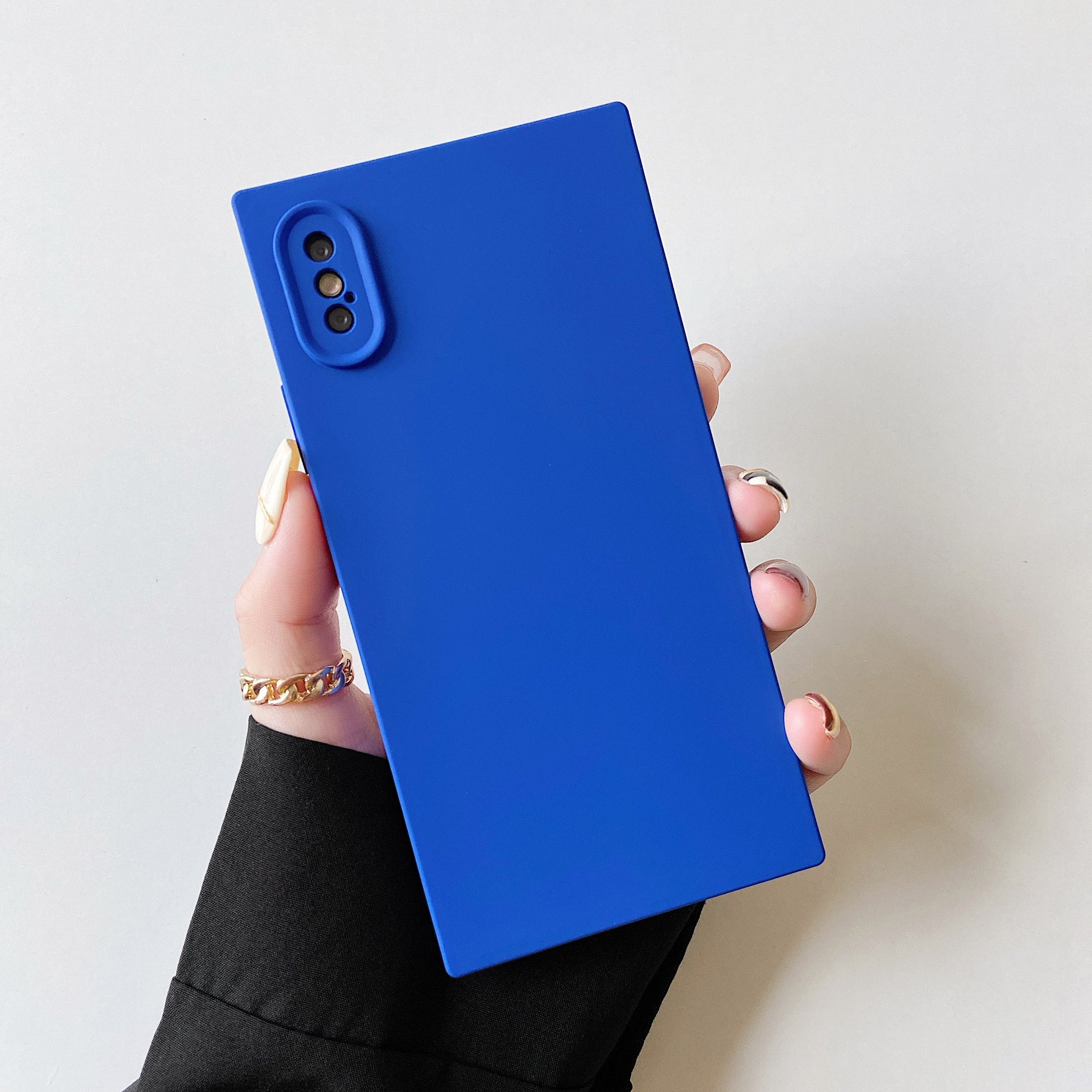iPhone XR Case Square Silicone Camera Protector (Blue)
