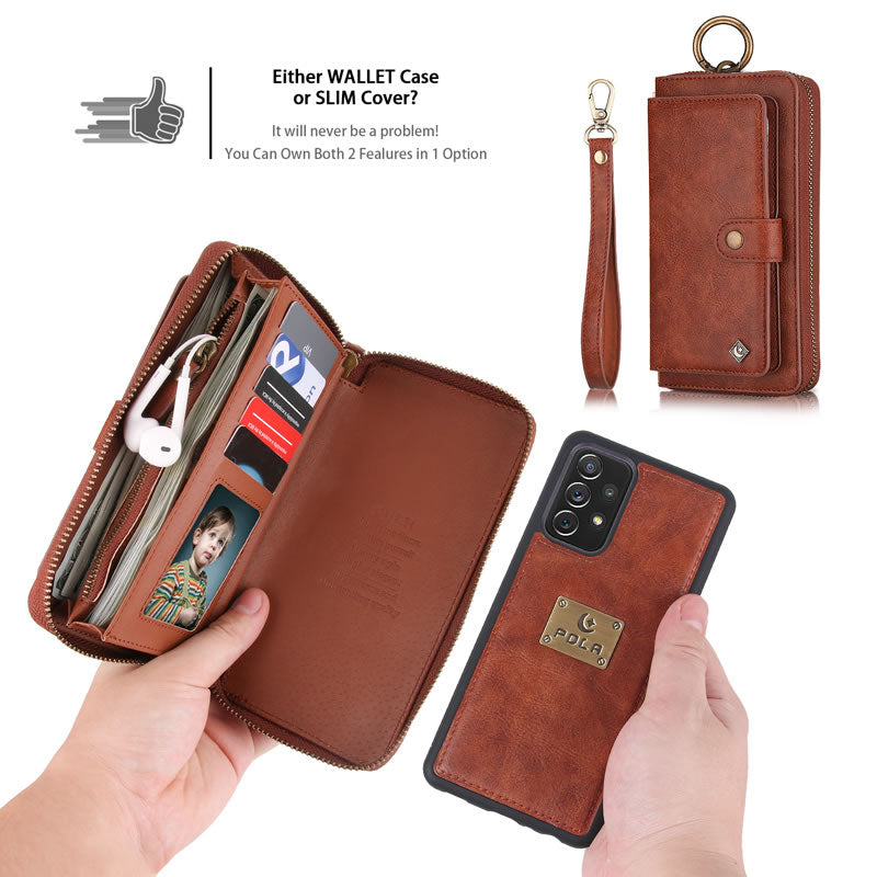 Caeouts Leather Detachable Magnetic Wallet Case For Galaxy