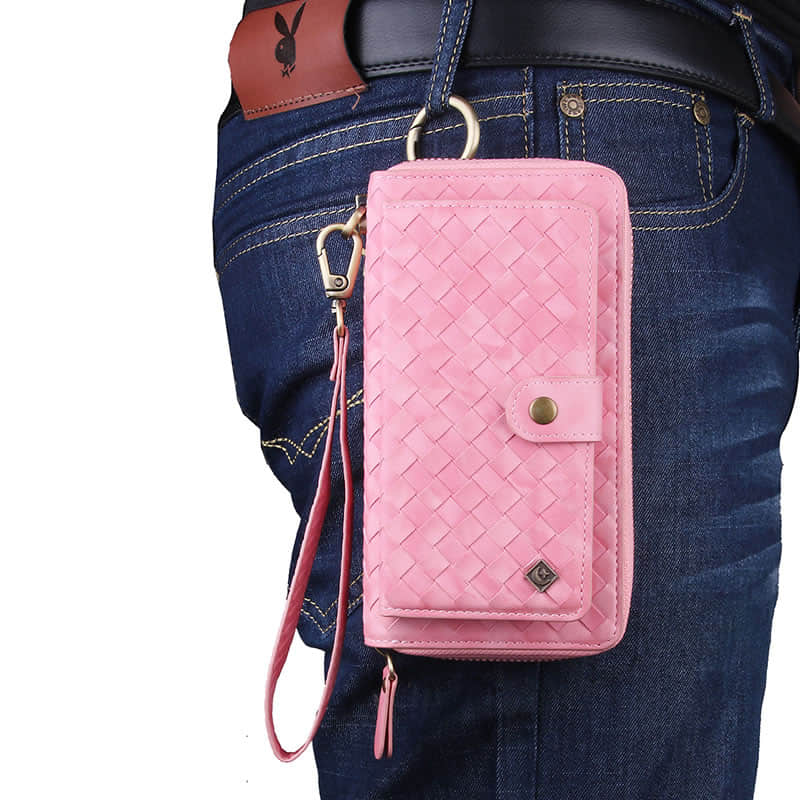 Caeouts Leather Zipper Detachable Magnetic Women Wallet Case For Galaxy
