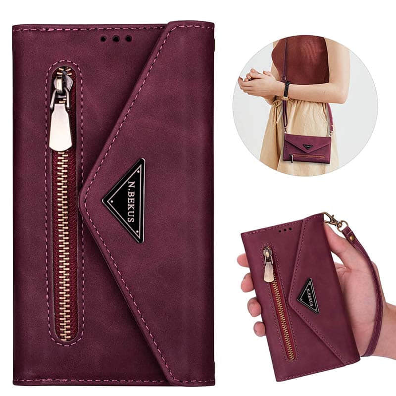 Caeouts Crossbody Wallet Leather Phone Case For Galaxy S Series