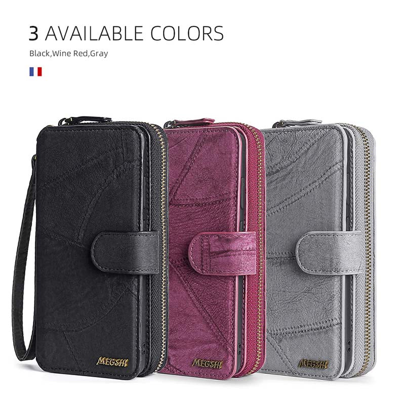 Caeouts Multifunctional Zipper Wallet Detachable Card Case For Galaxy