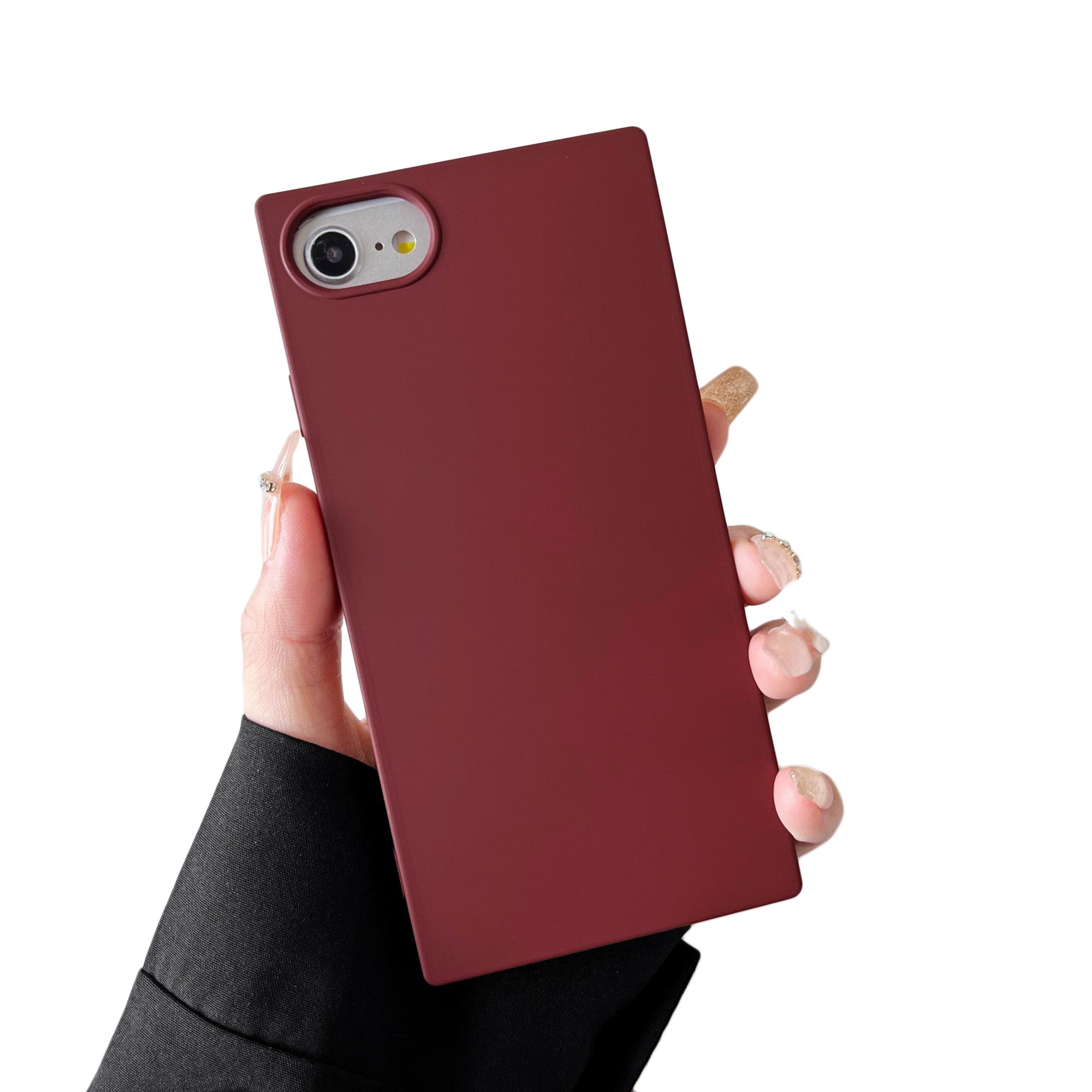 iPhone SE 2022/SE 2020/iPhone 8/7 Case Square Silicone Neutral Color (Deep Rouge)