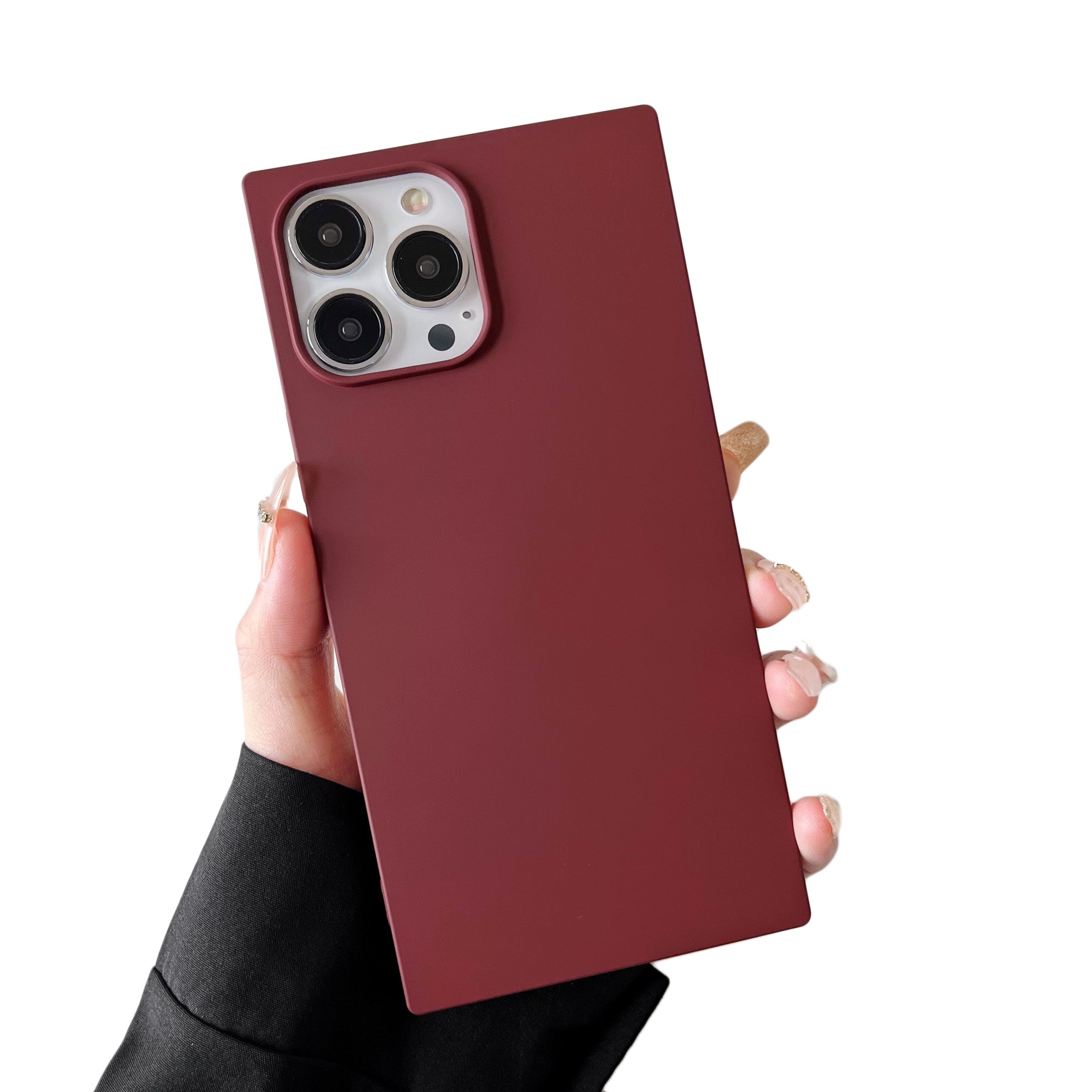 iPhone 13 Pro Case Square Silicone Neutral Color (Deep Rouge)