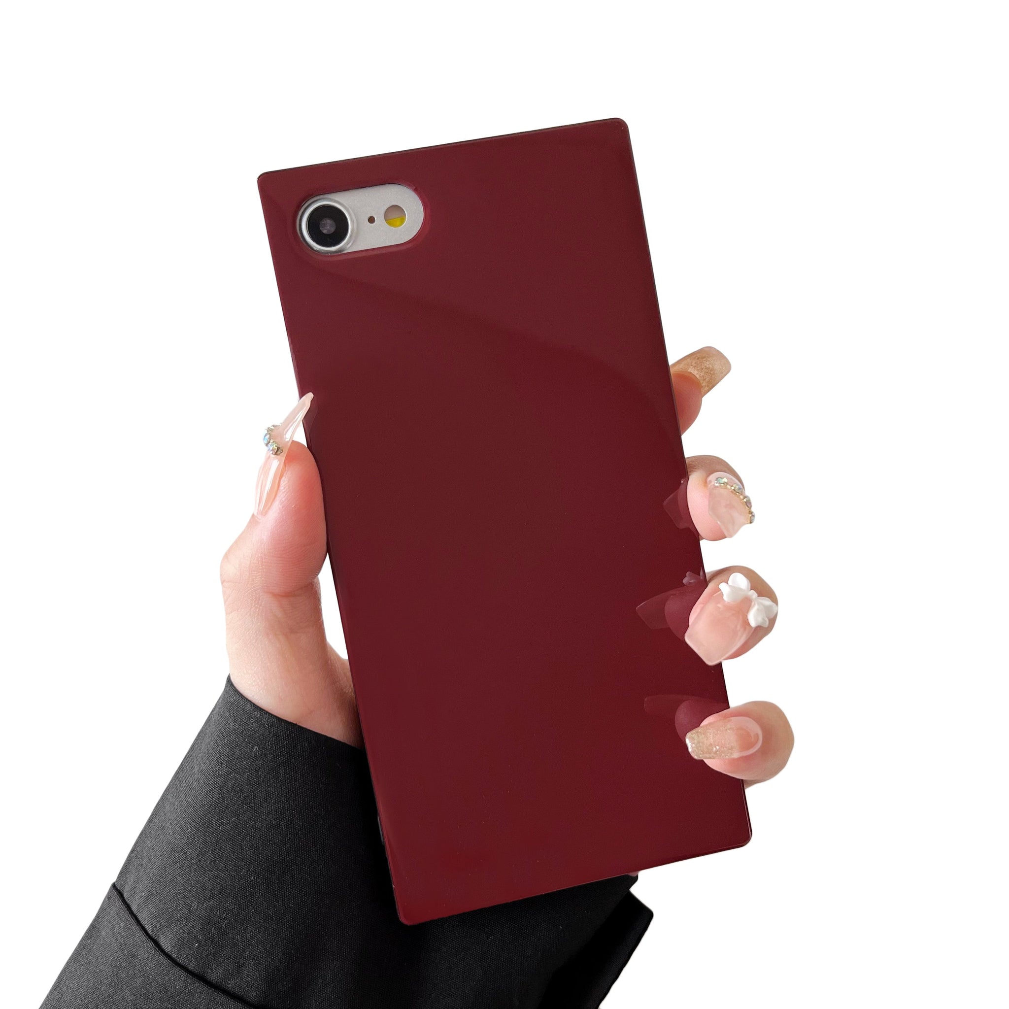 iPhone SE 2022/SE 2020/iPhone 8/7 Case Square Neutral Plain Color (Deep Rouge)