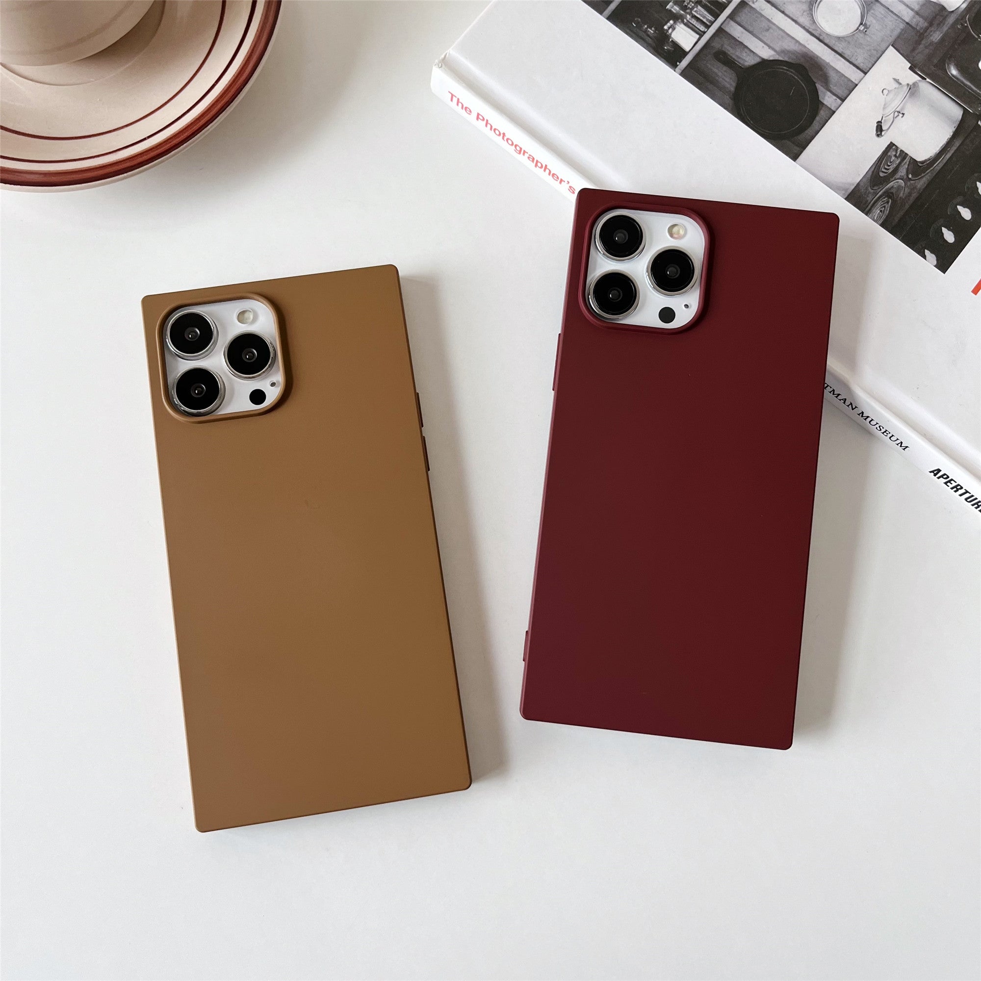iPhone 11 Case Square Silicone Neutral Color (Deep Rouge)