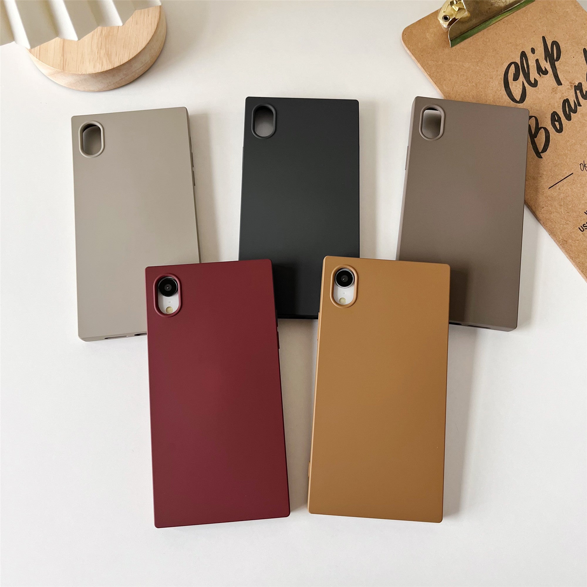 iPhone XR Case Square Silicone Neutral Color (Deep Rouge)