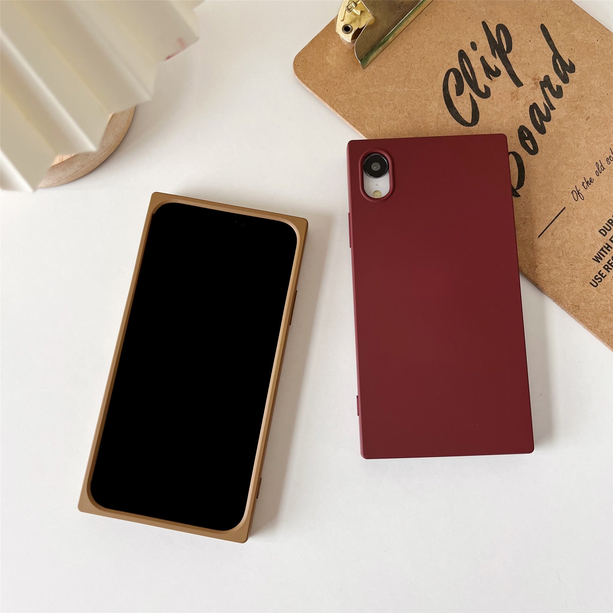 iPhone XR Case Square Silicone Neutral Color (Deep Rouge)