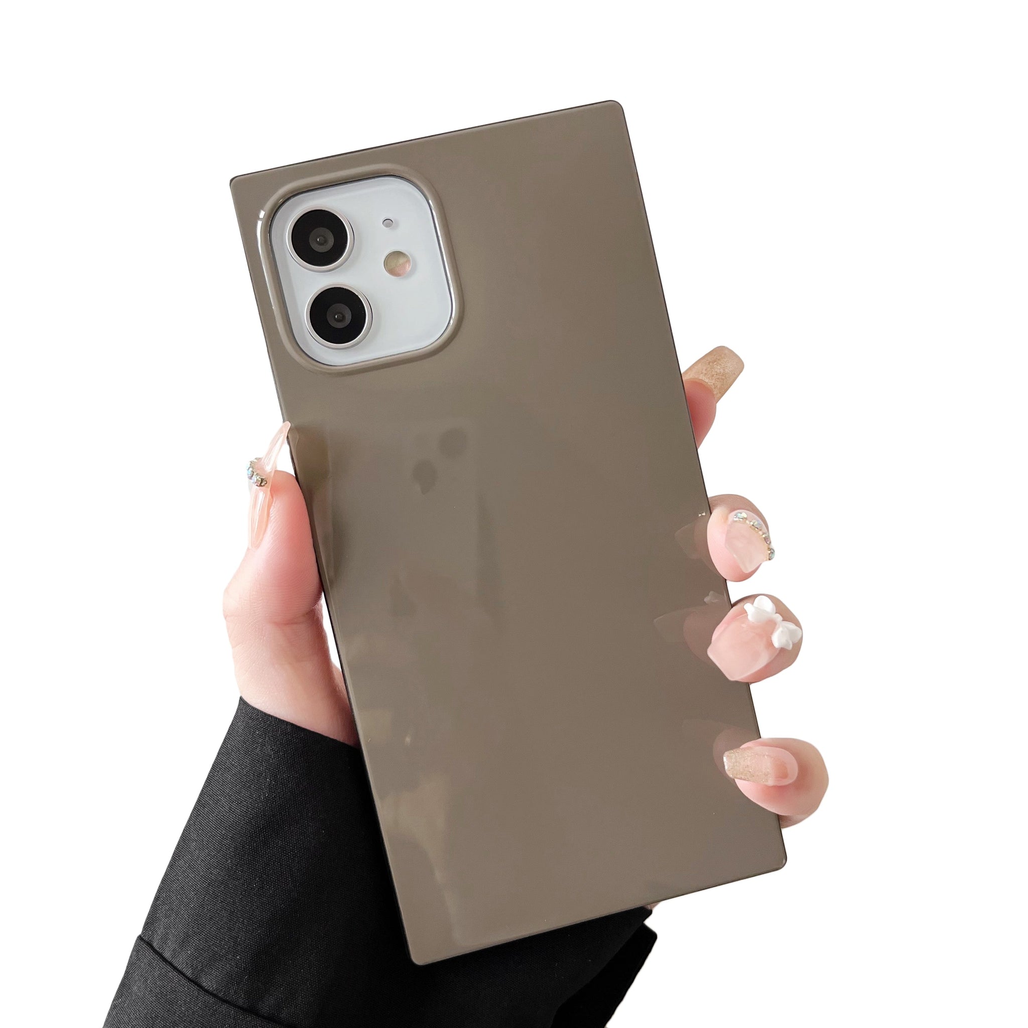 iPhone 12 Pro Max Case Square Neutral Plain Color (Elephant Gray)