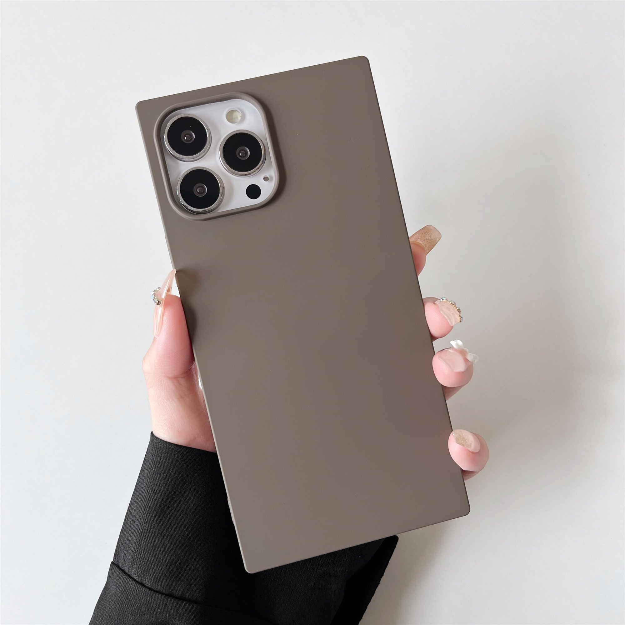 iPhone 13 mini Case Square Silicone Neutral Color (Elephant Gray)