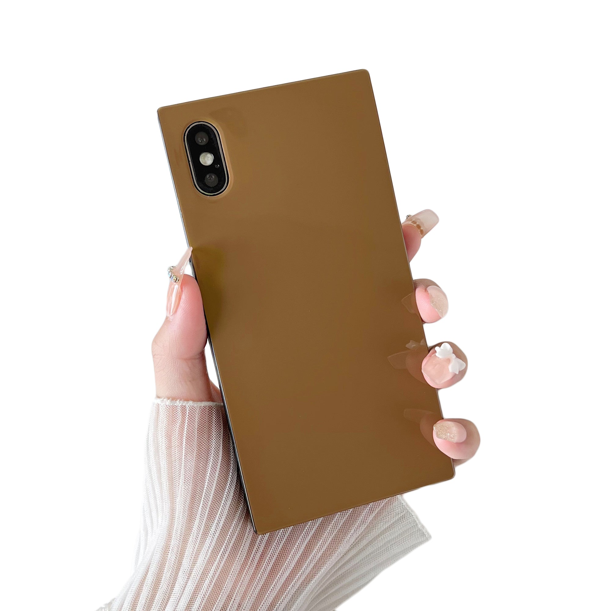 iPhone XS Max Case Square Neutral Plain Color (Golden Brown)