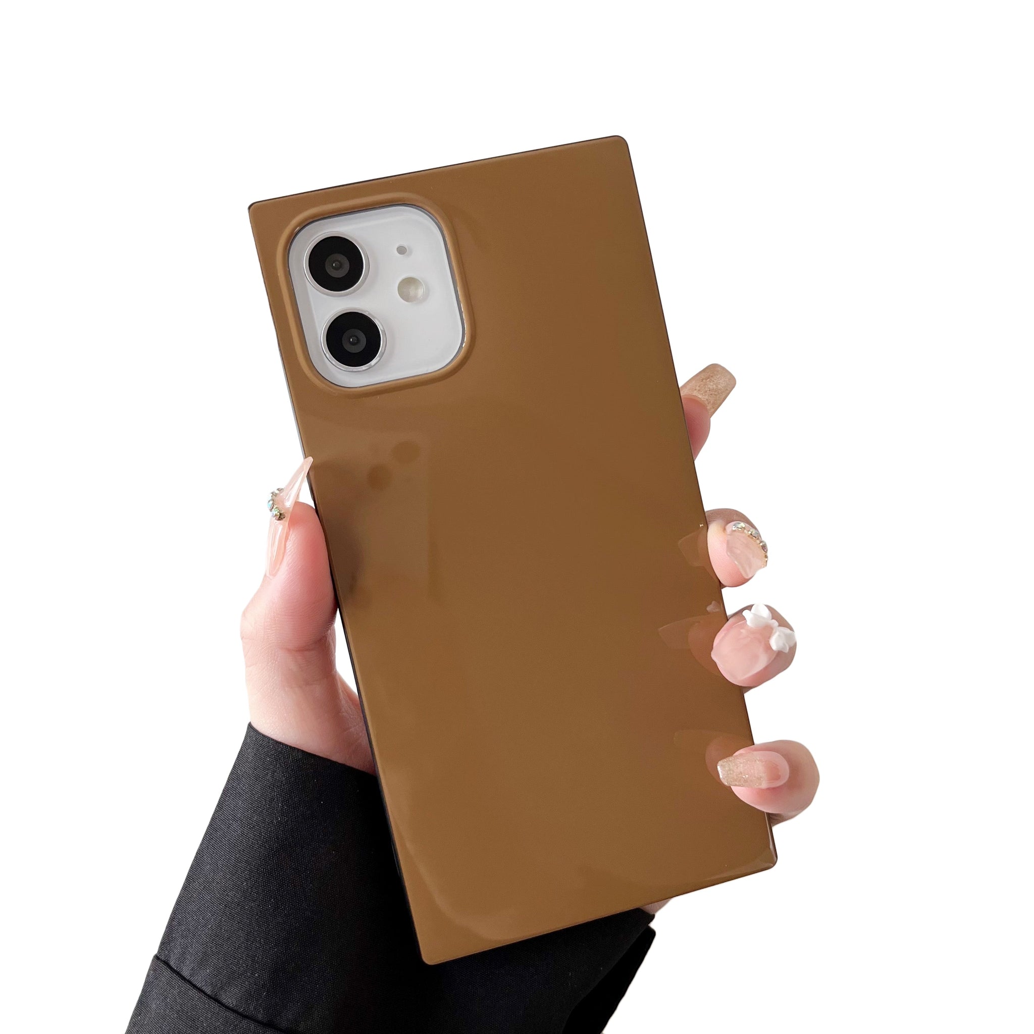 iPhone 13 mini Case Square Neutral Plain Color (Golden Brown)
