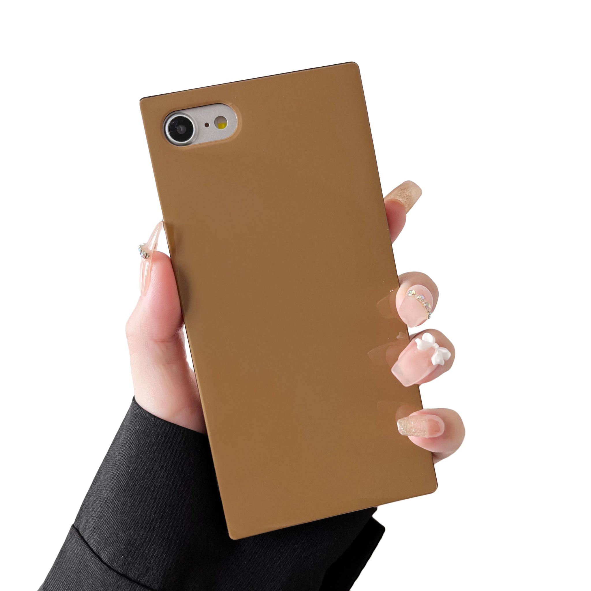 iPhone SE 2022/SE 2020/iPhone 8/7 Case Square Neutral Plain Color (Golden Brown)