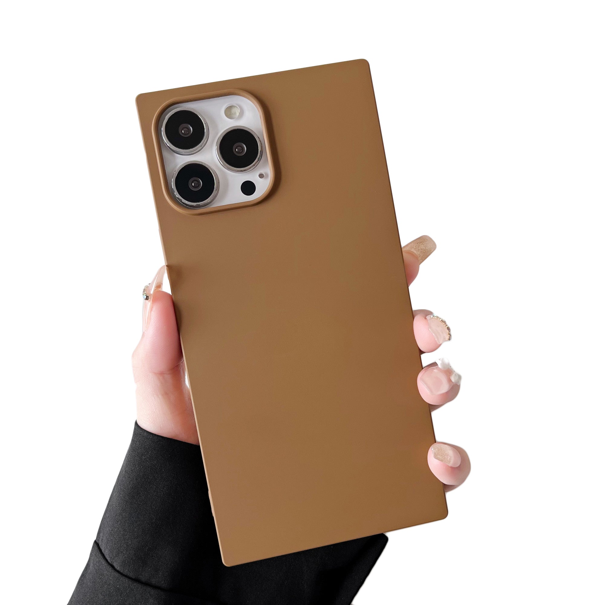 iPhone 13 mini Case Square Silicone Neutral Color (Golden Brown)
