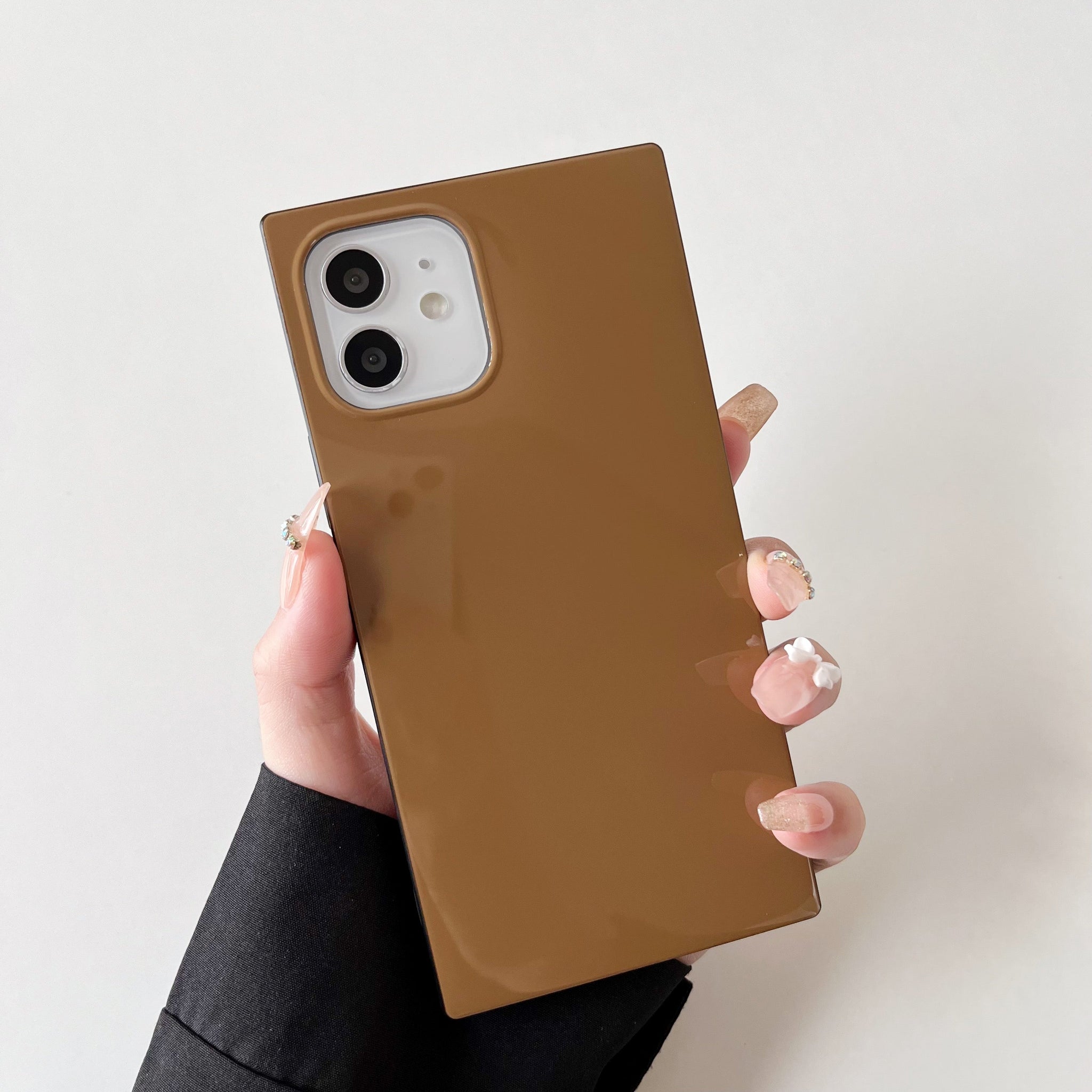 iPhone 13 Pro Case Square Neutral Plain Color (Golden Brown)