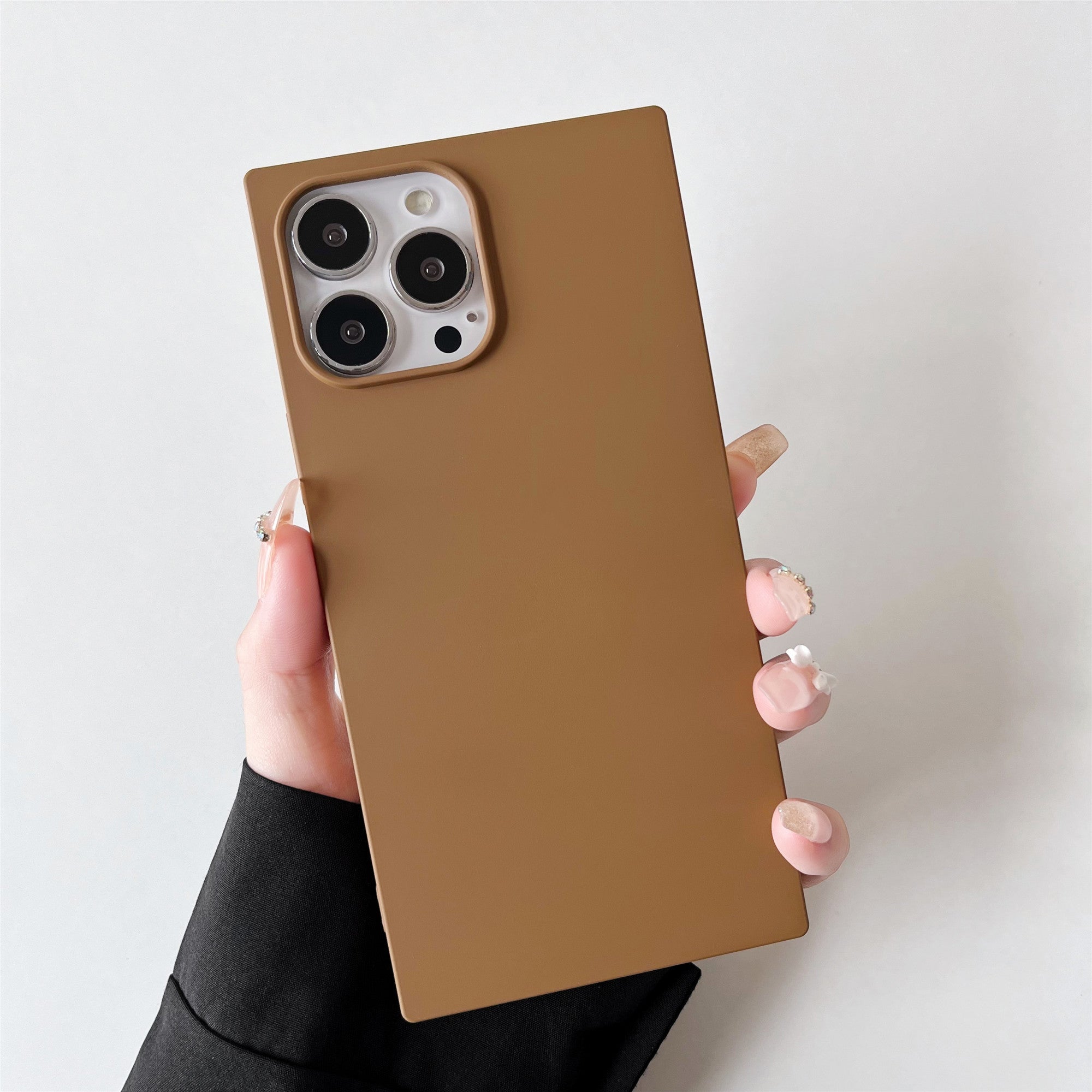 iPhone 11 Pro Max Case Square Silicone Neutral Color (Golden Brown)