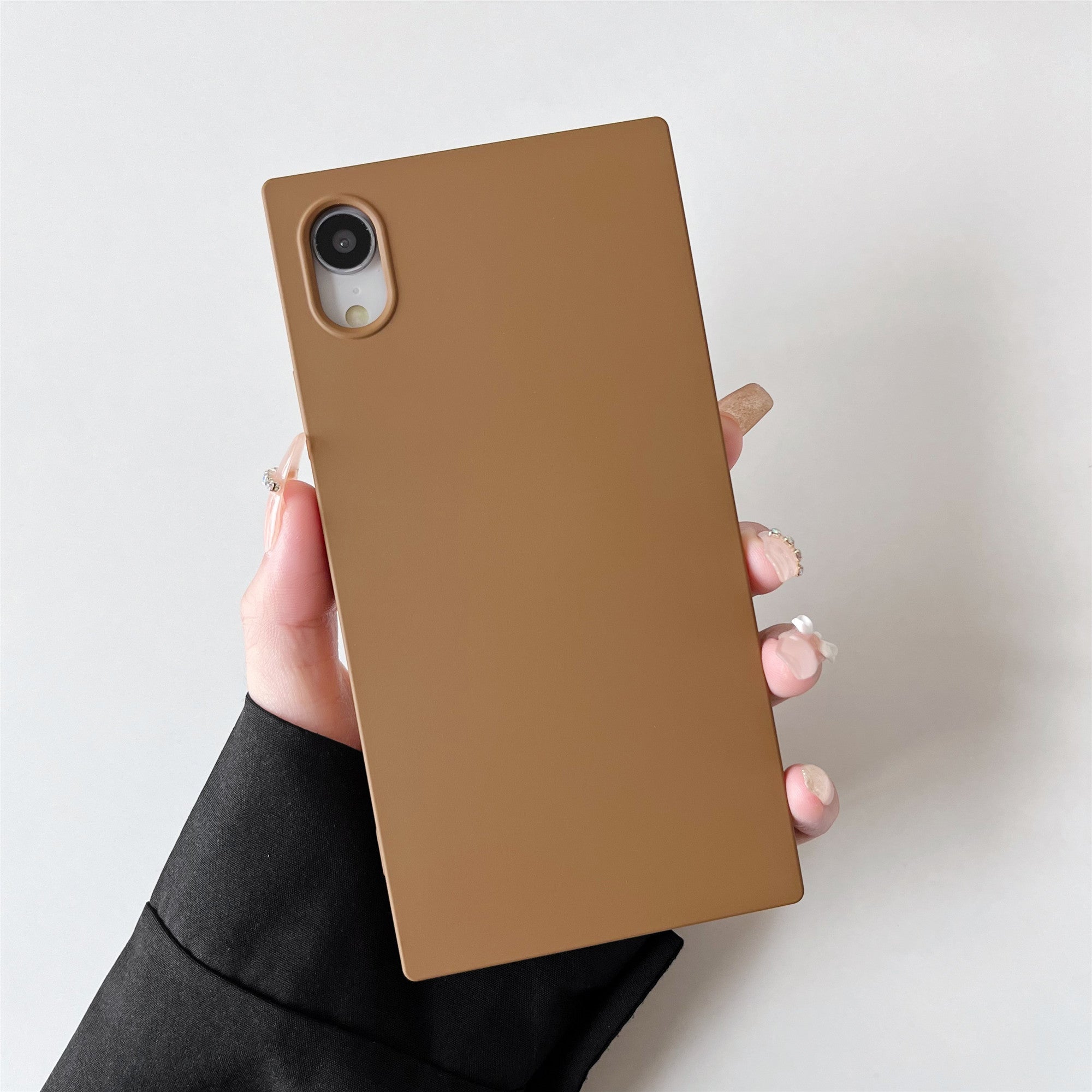iPhone XR Case Square Silicone Neutral Color (Golden Brown)