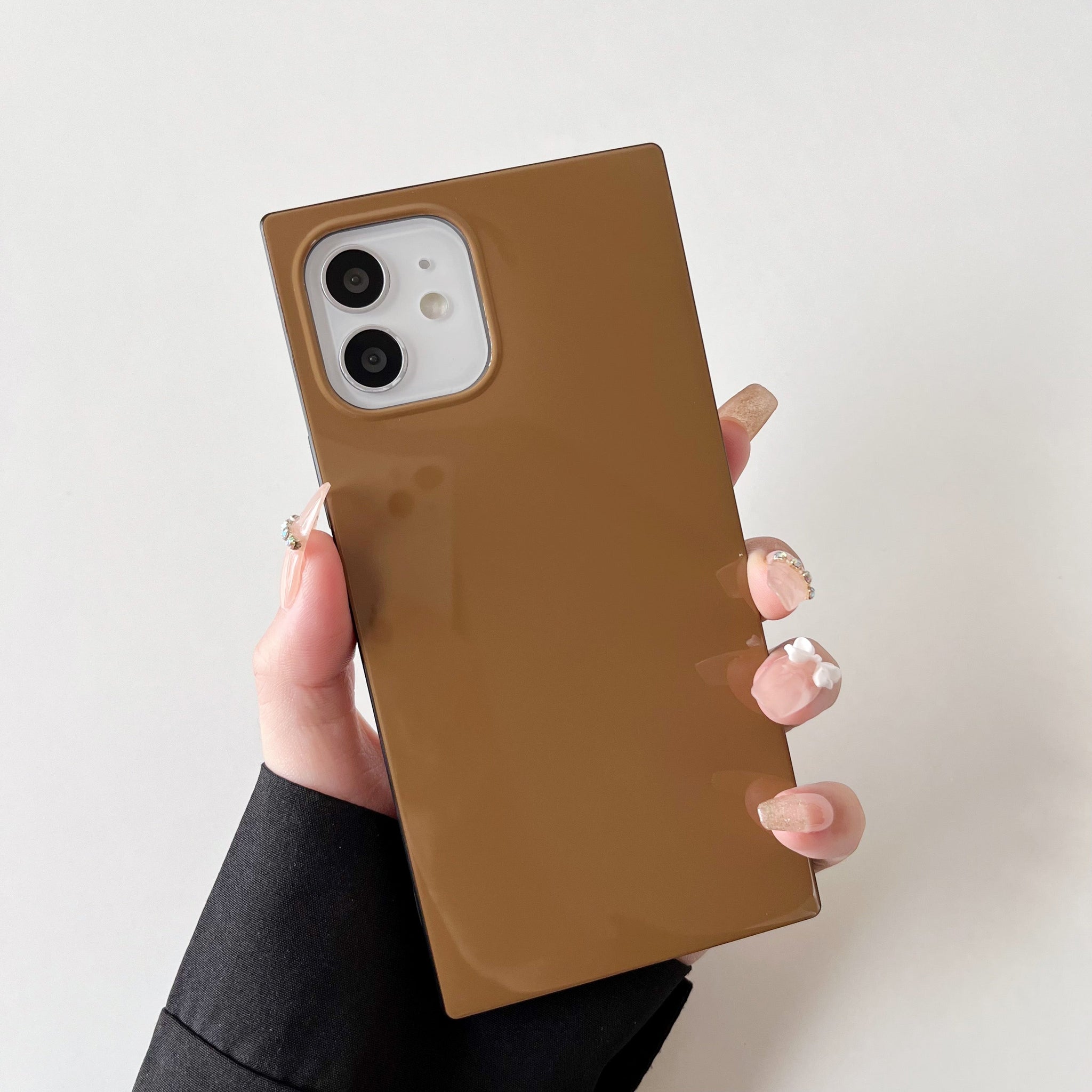 iPhone 13 Pro Max Case Square Neutral Plain Color (Golden Brown)