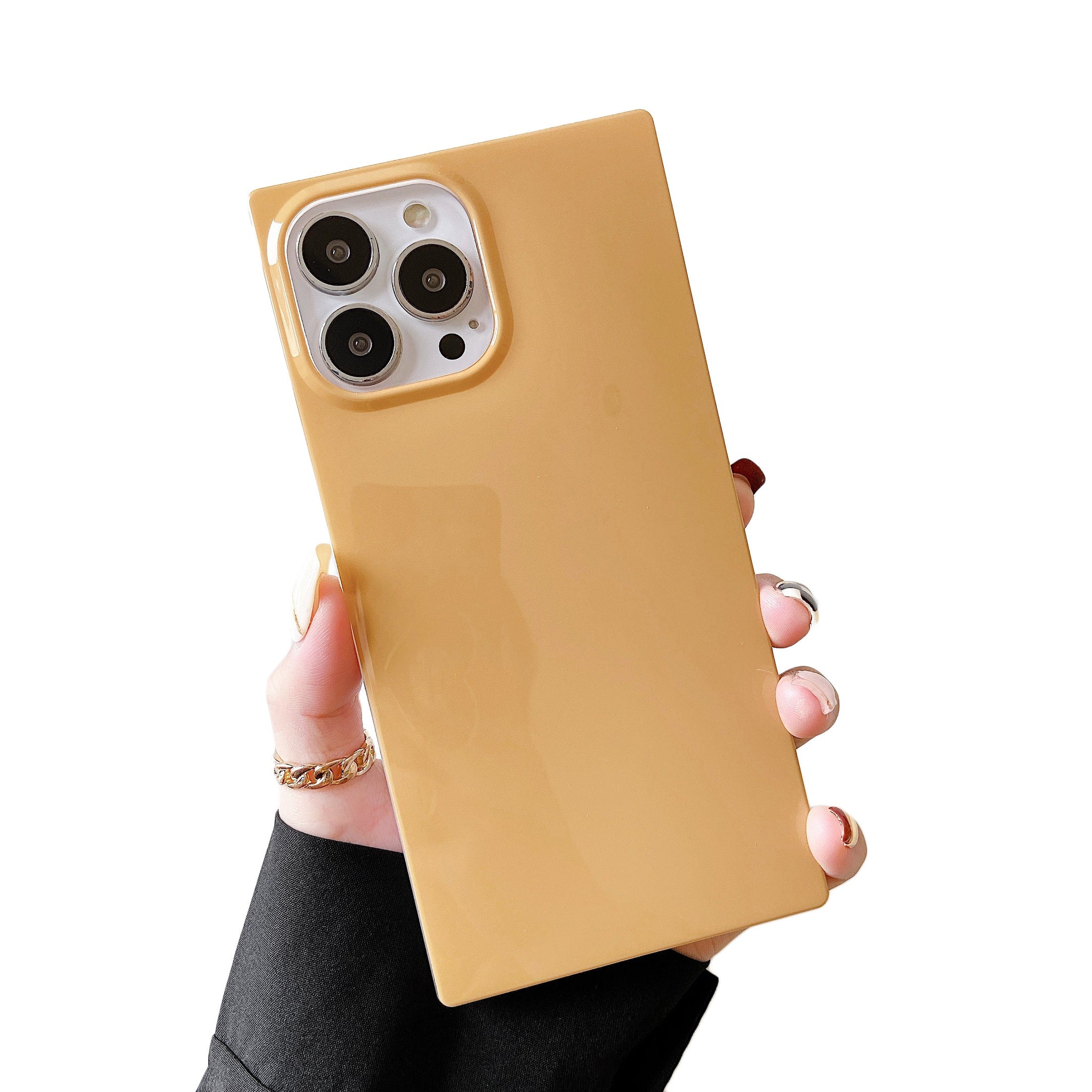 iPhone 12 mini Case Square Neutral Plain Color (Honey)