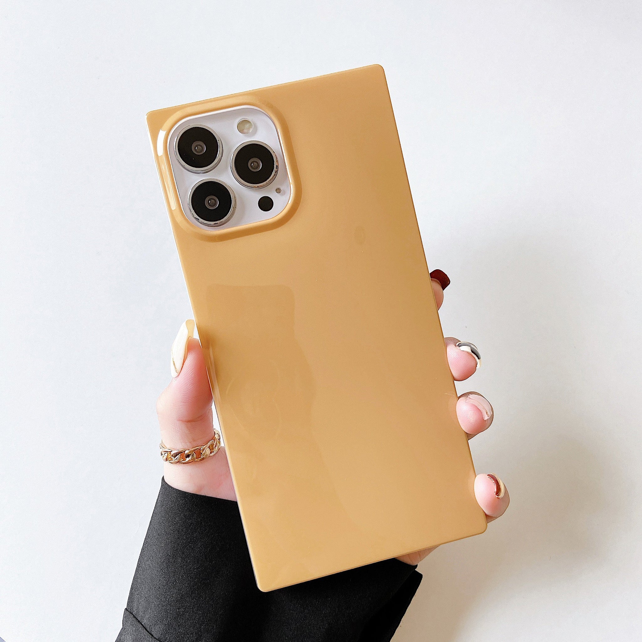 iPhone 13 mini Case Square Neutral Plain Color (Honey)