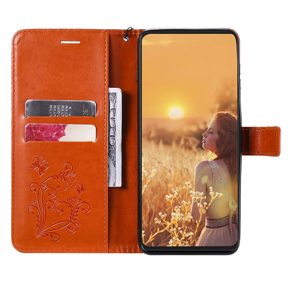 Caeouts Embossed Butterfly Wallet Phone Case Orange