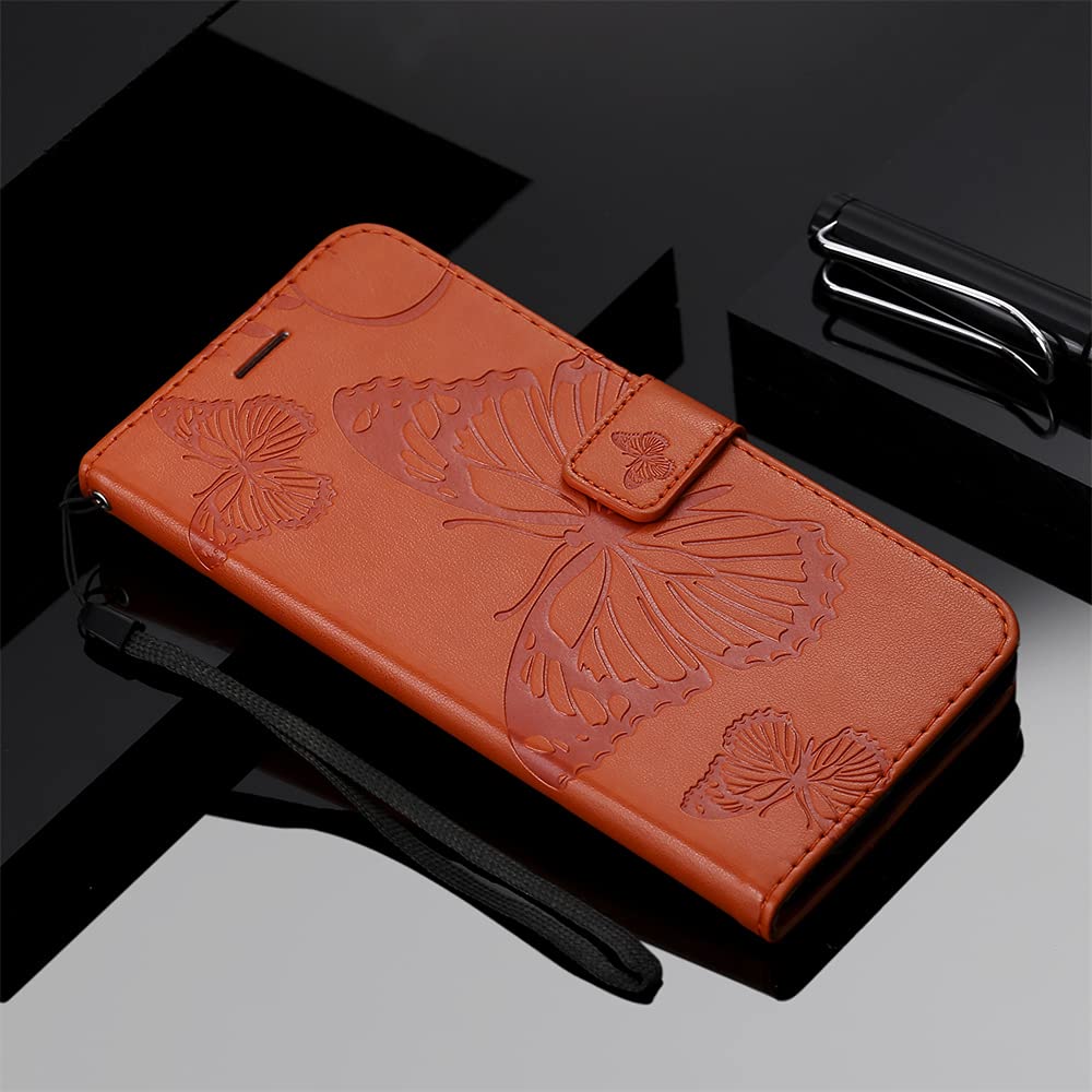 Caeouts Embossed Butterfly Wallet Phone Case Orange