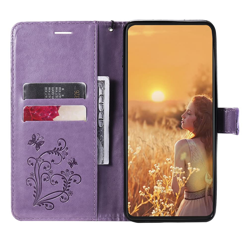 Caeouts Embossed Butterfly Wallet Phone Case Purple