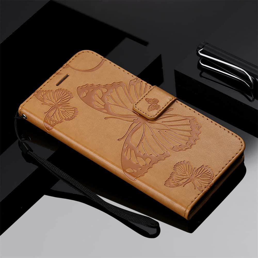 Caeouts Embossed Butterfly Wallet Phone Case Yellow