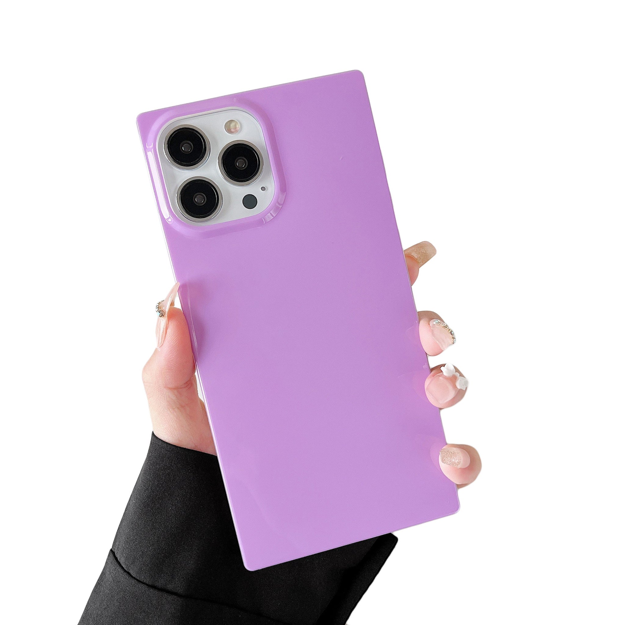 iPhone 12 Pro Max Case Square Pastel Plain Color (Lavender Purple)