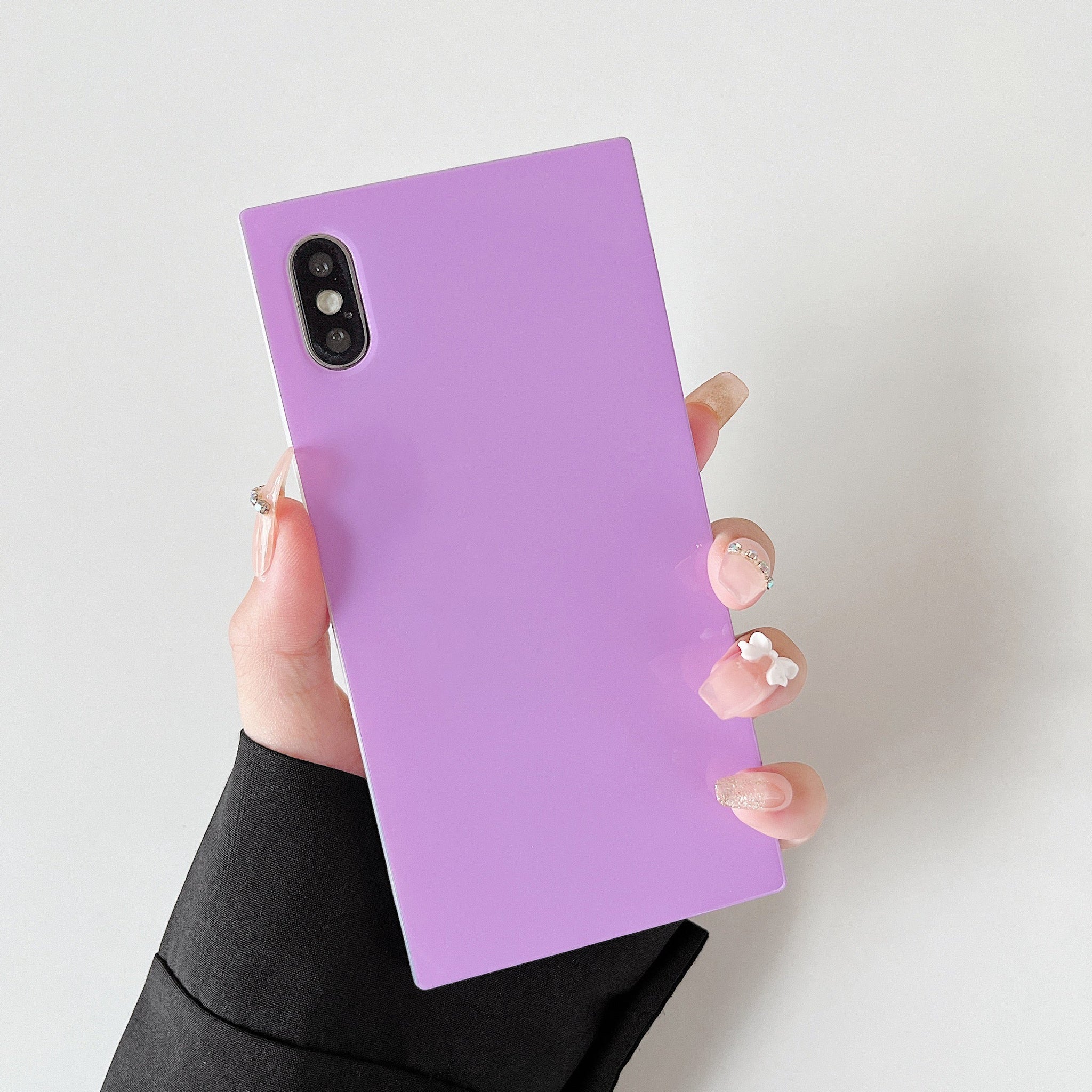iPhone XS/iPhone X Case Square Pastel Plain Color (Lavender Purple)