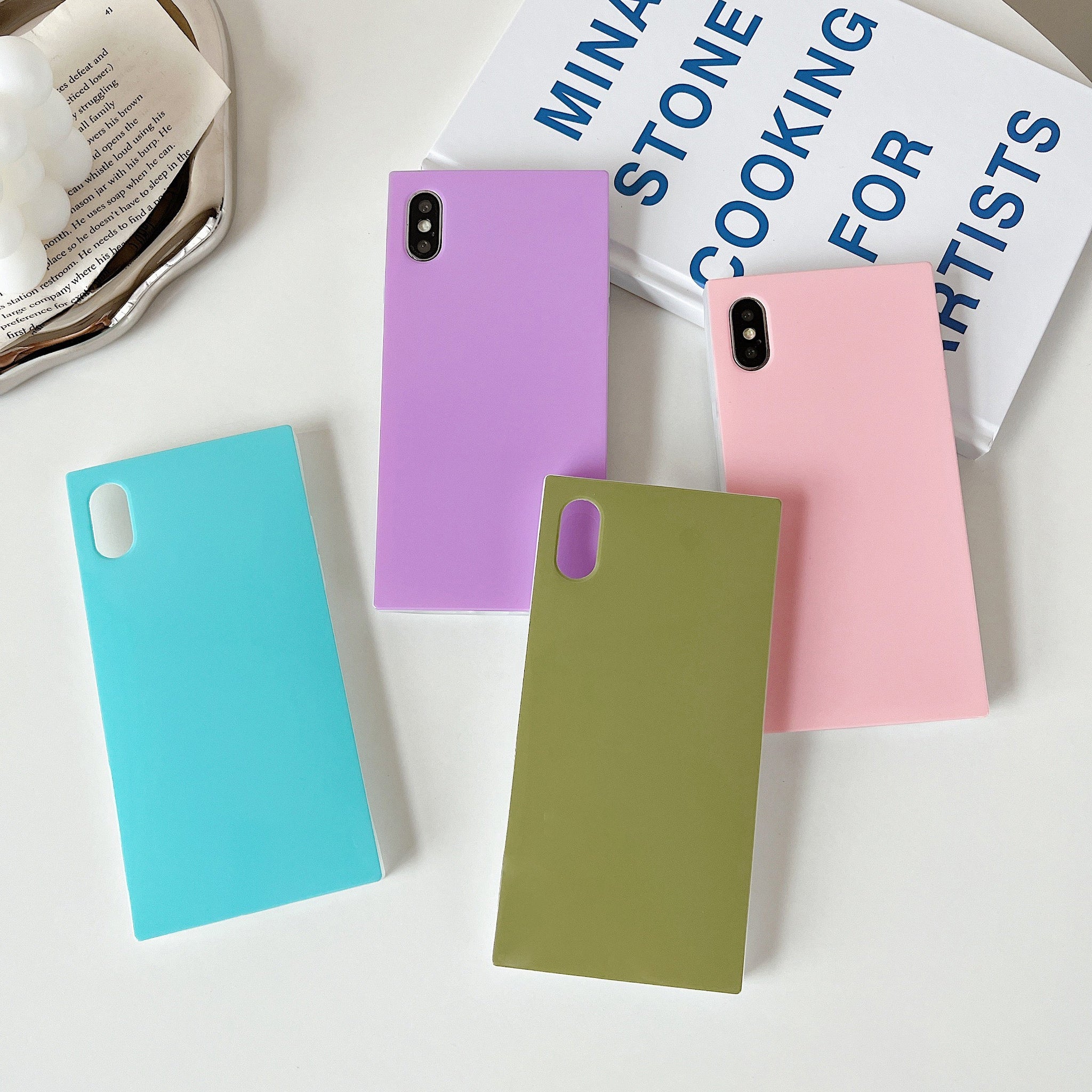 iPhone XS/iPhone X Case Square Pastel Plain Color (Lavender Purple)