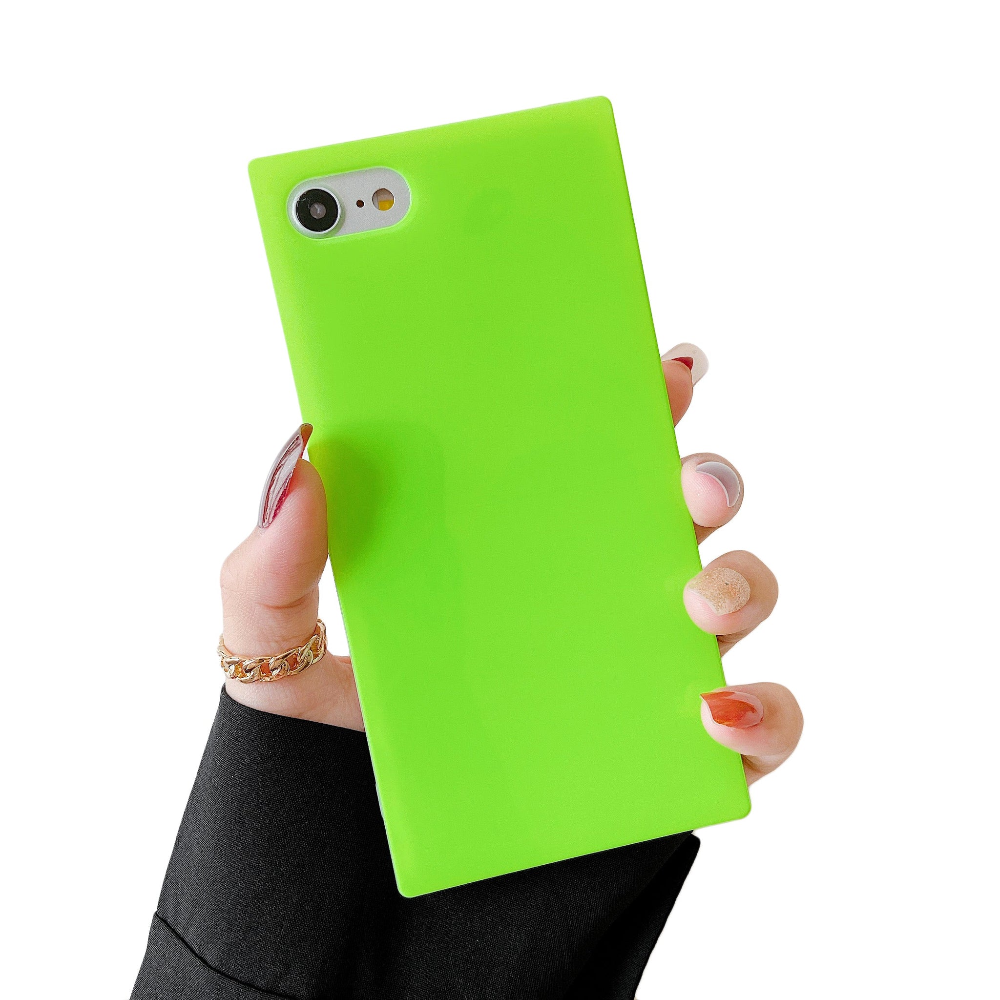 iPhone SE 2022/SE 2020/iPhone 8/7 Case Square Neon Plain Color (Neon Green)