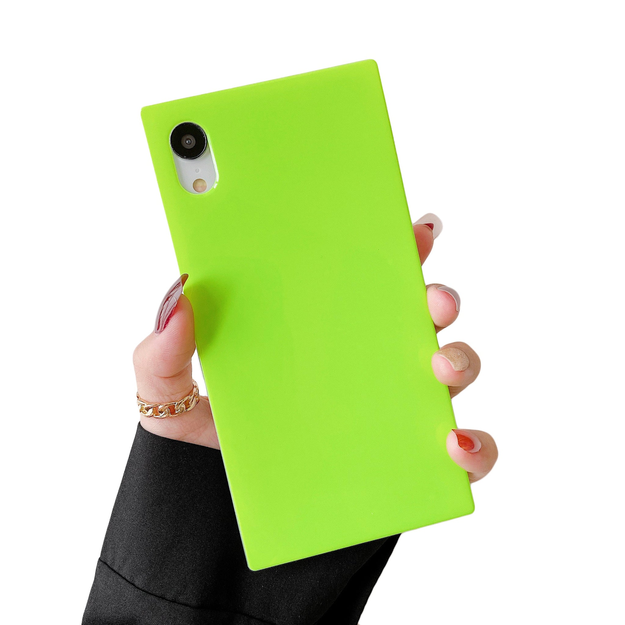 iPhone XR Case Square Neon Plain Color (Neon Green)