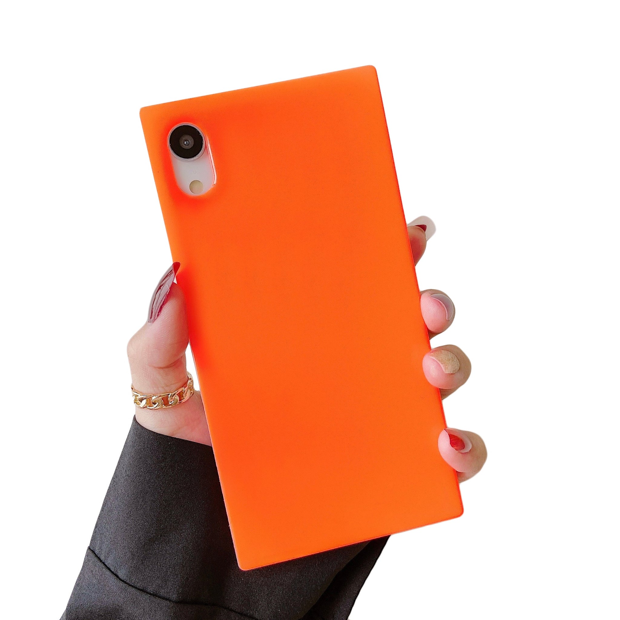 iPhone XR Case Square Neon Plain Color (Neon Orange)