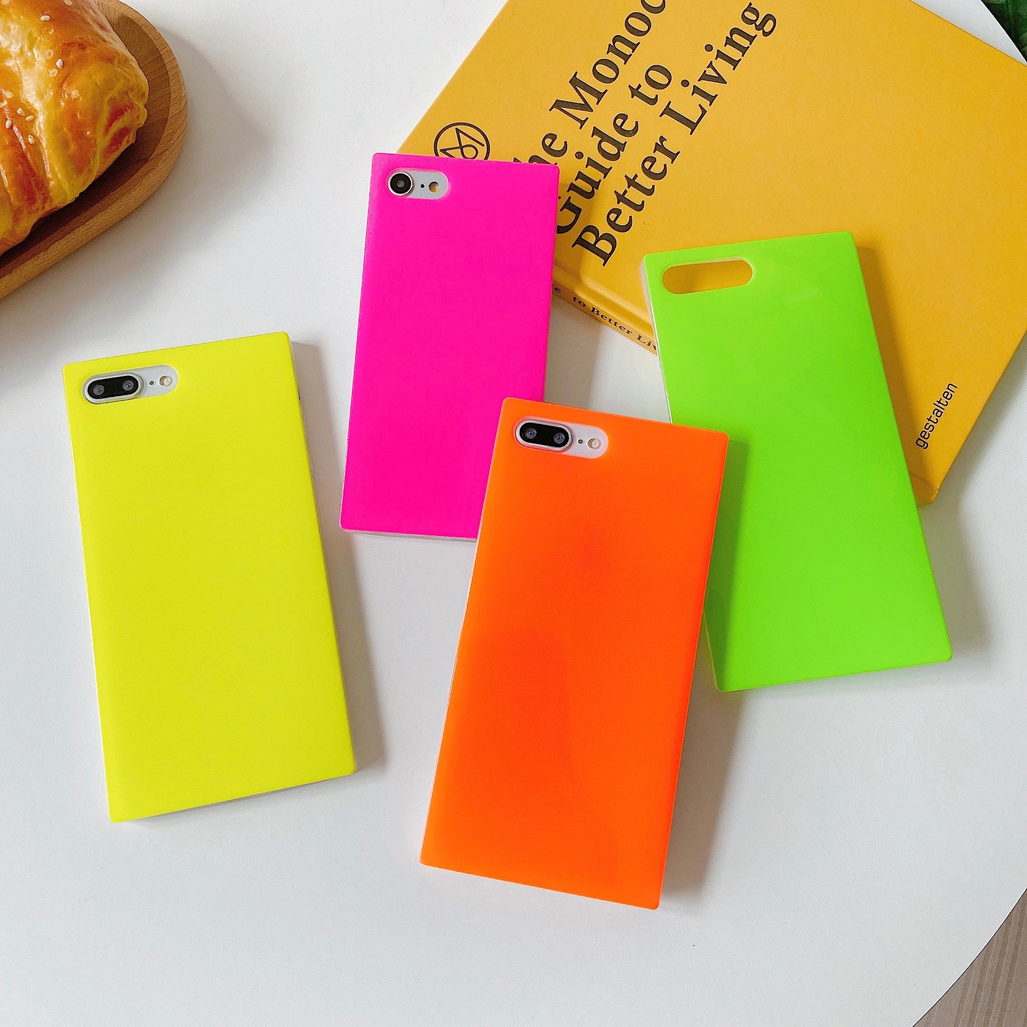 iPhone 8 Plus/7 Plus Case Square Neon Plain Color (Neon Orange)