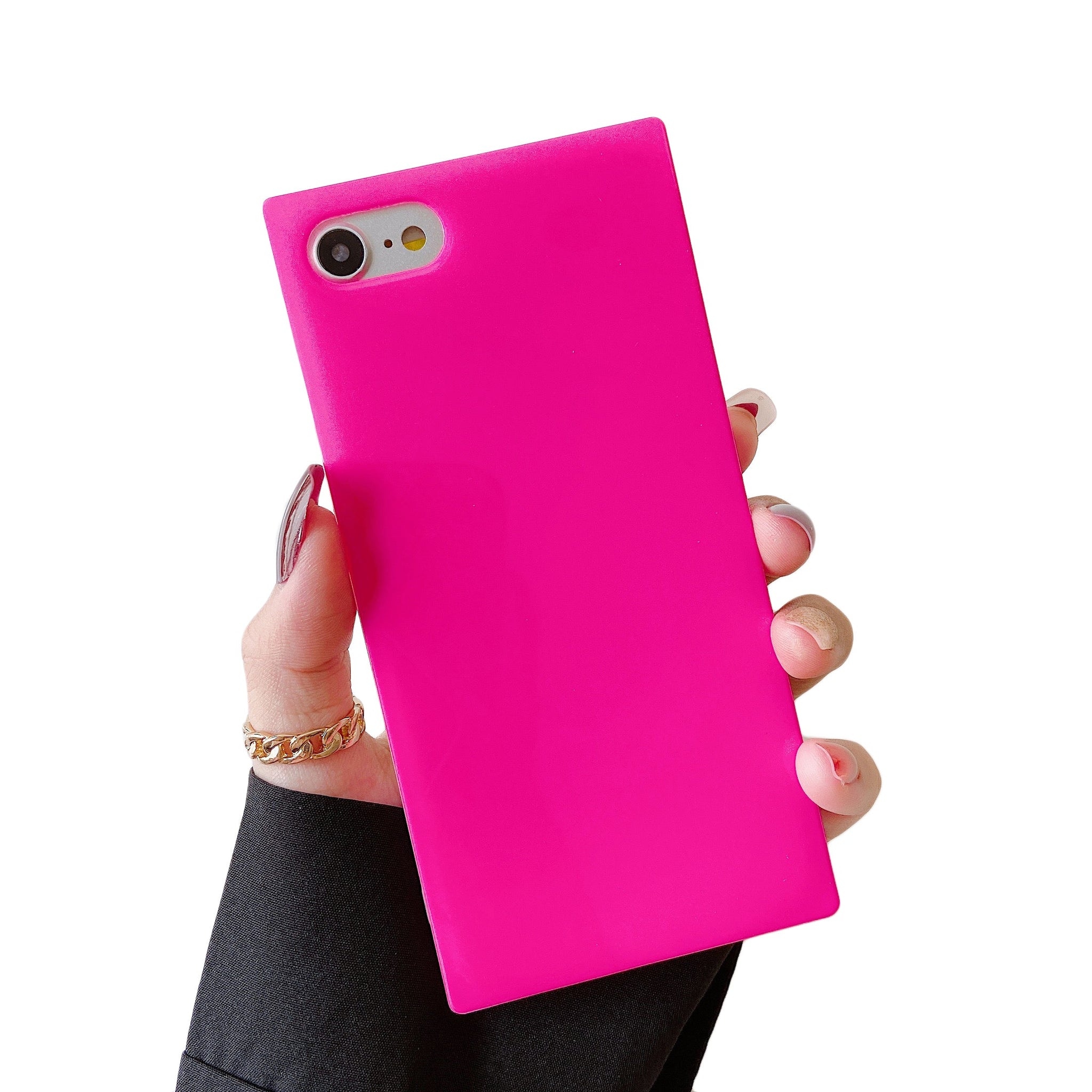 iPhone SE 2022/SE 2020/iPhone 8/7 Case Square Neon Plain Color (Neon Pink)