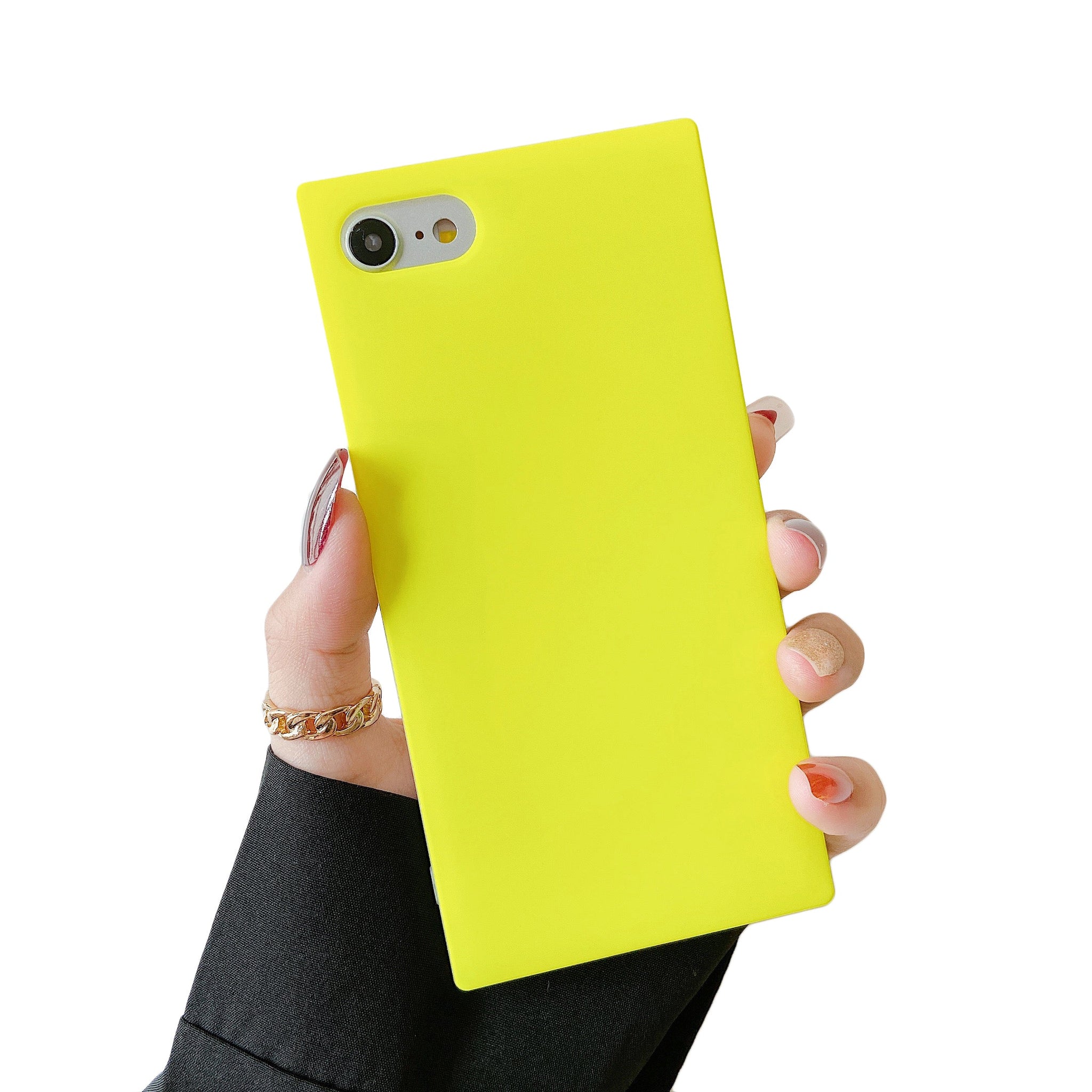 iPhone SE 2022/SE 2020/iPhone 8/7 Case Square Neon Plain Color (Neon Yellow)
