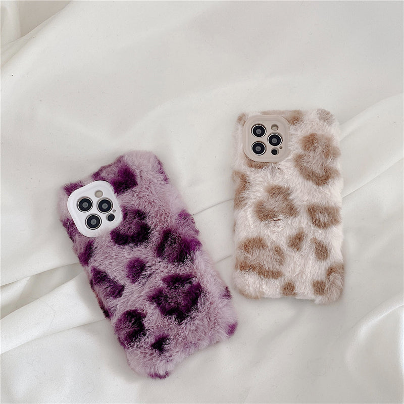 Furry Leopard Plush iPhone Case