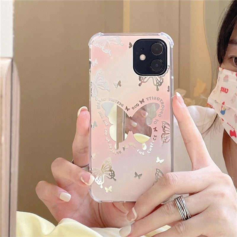 Pink Butterfly Mirror iPhone Case