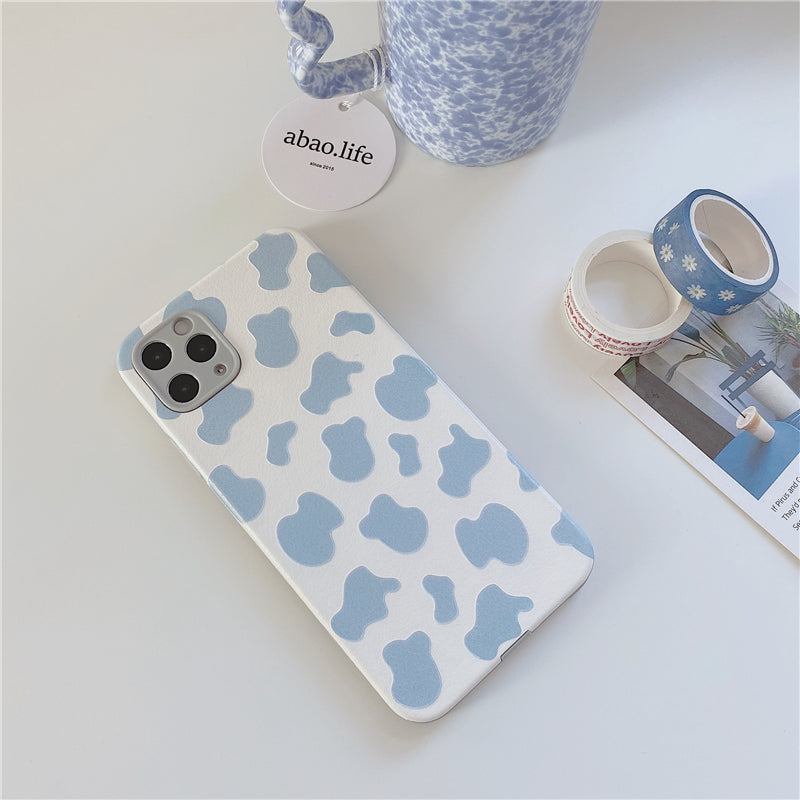 Baby Blue Cow Leather Pattern iPhone Case