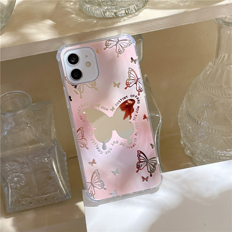 Pink Butterfly Mirror iPhone Case