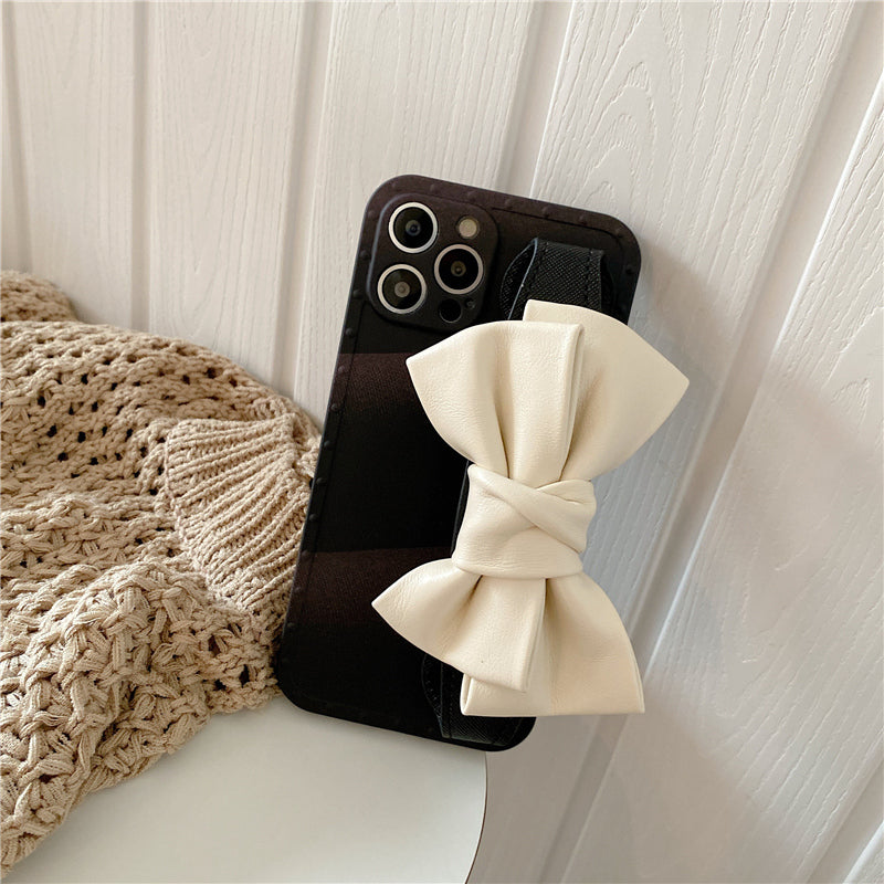Contrast Color Bowknot Wristband iPhone Case