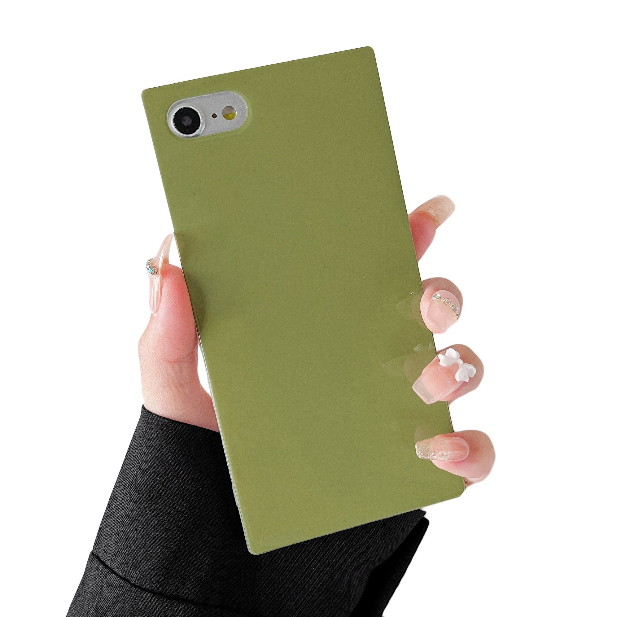 iPhone 8 Plus/7 Plus Case Square Pastel Plain Color (Olive Green)